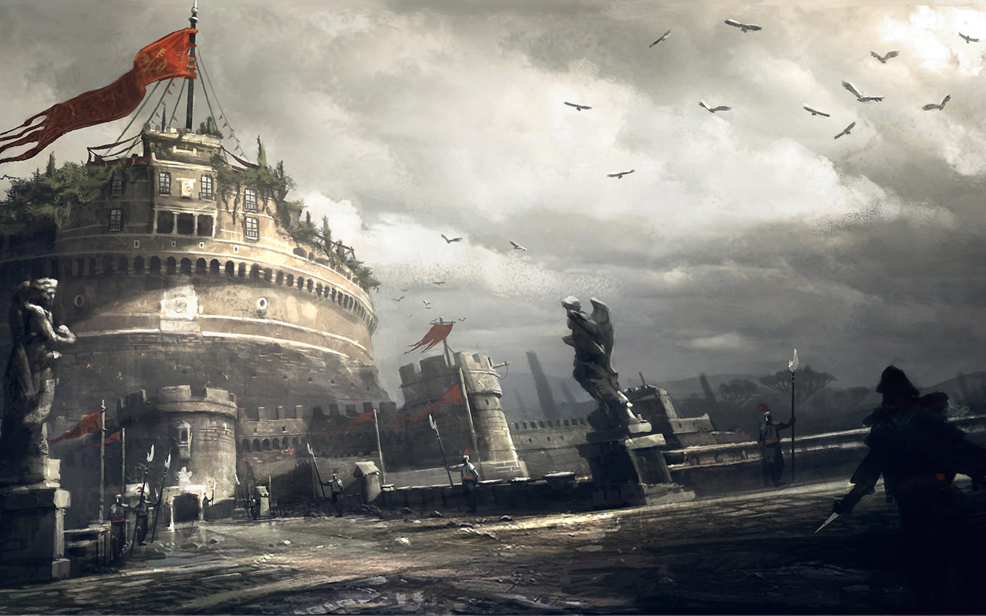 Assassin's Creed Brotherhood, Castel Sant'Angelo, Roma, Videogioco, sfondo Full HD per portatile