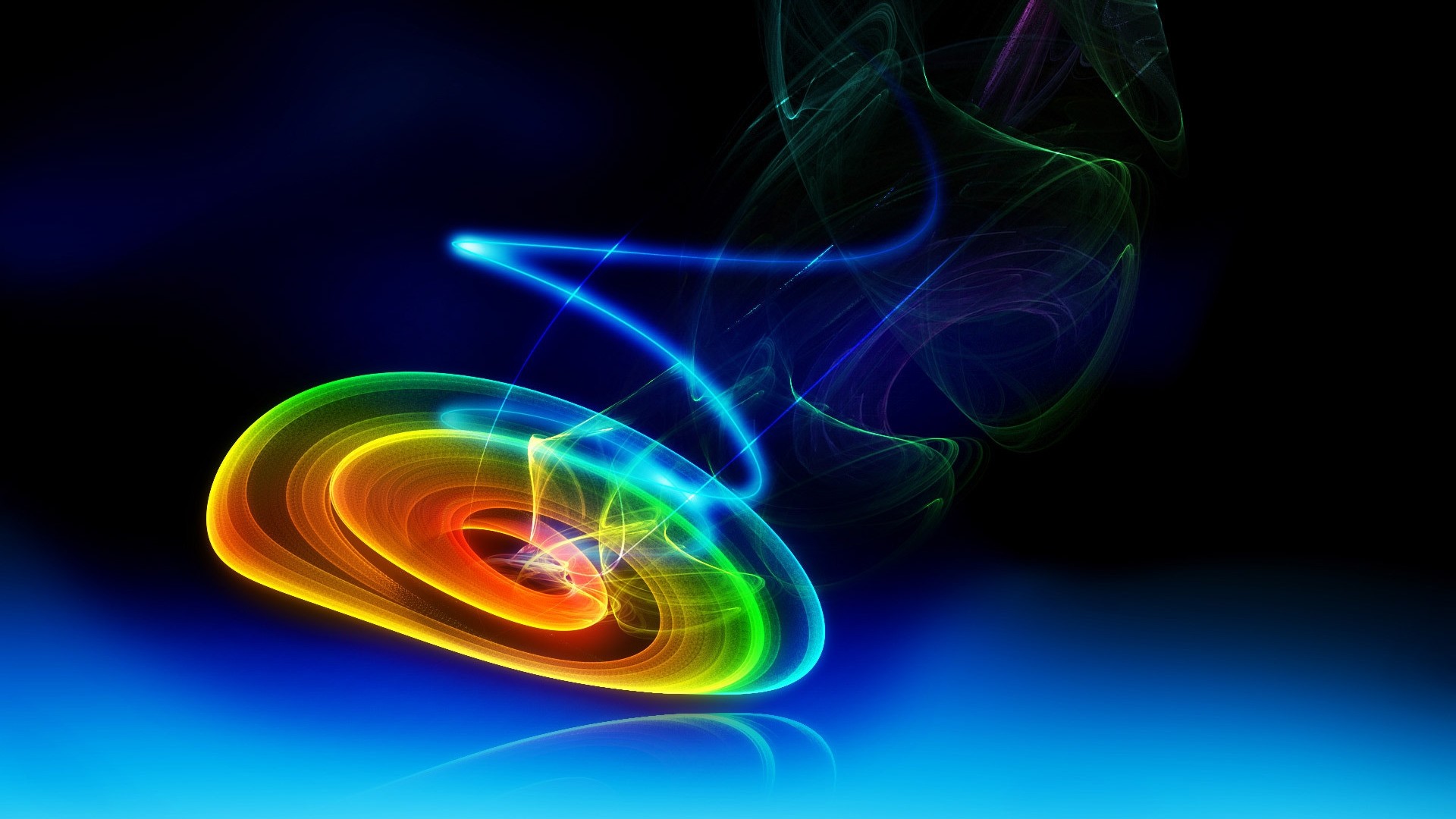 Spirale di luce, Arte astratta, Colori neon, 16:9 Full HD, sfondo widescreen