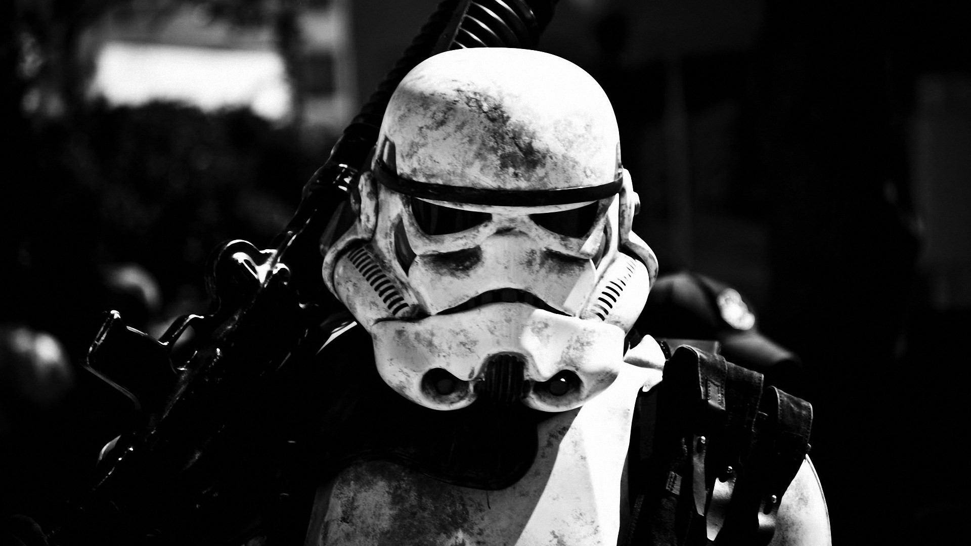 Stormtrooper, Elmo, Star Wars, Bianco e nero, Full HD, sfondo Windows 11