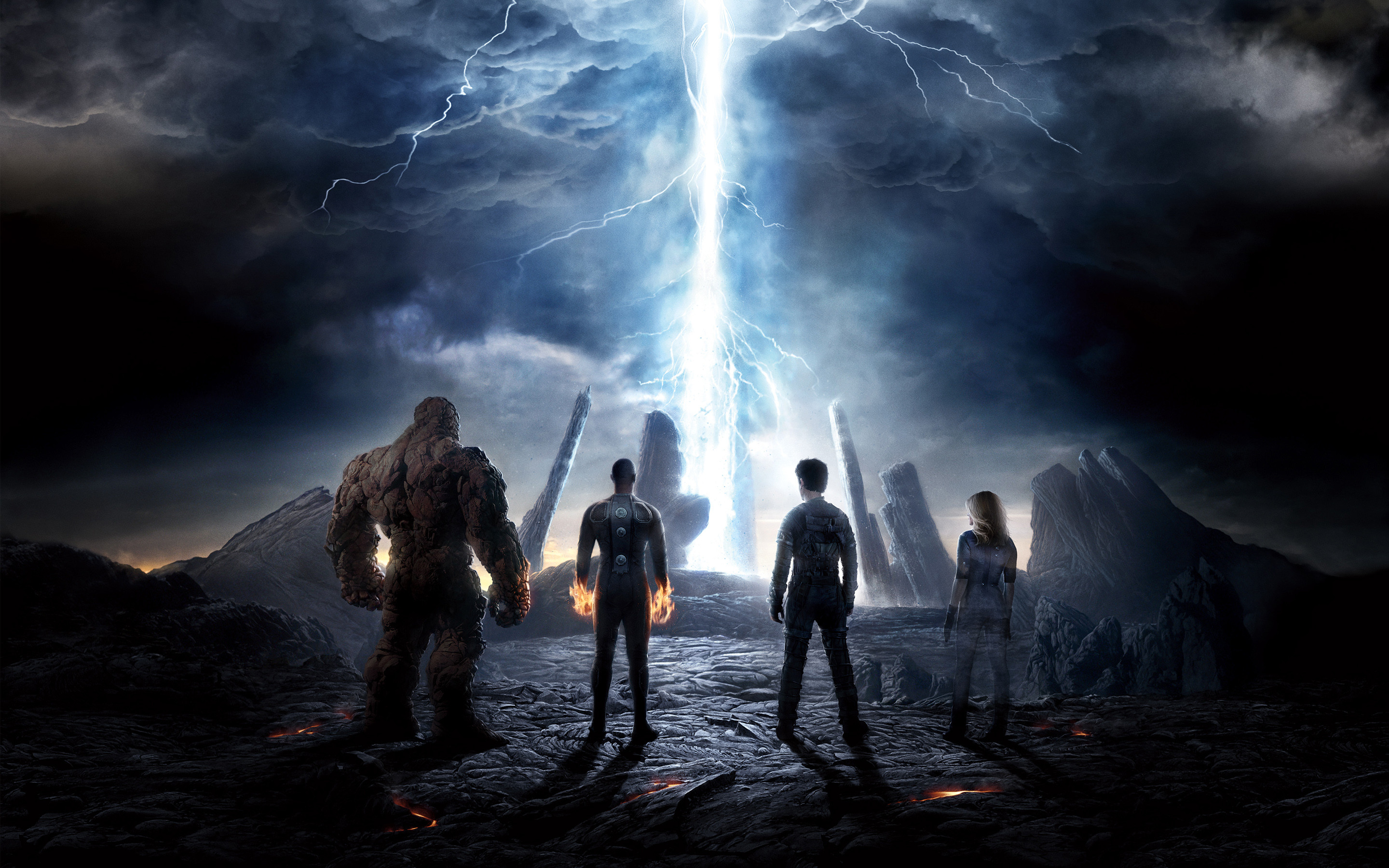 Fantastic 4, La Cosa, Torcia Umana, Marvel, Fulmine, 2880x1800, sfondo per PC