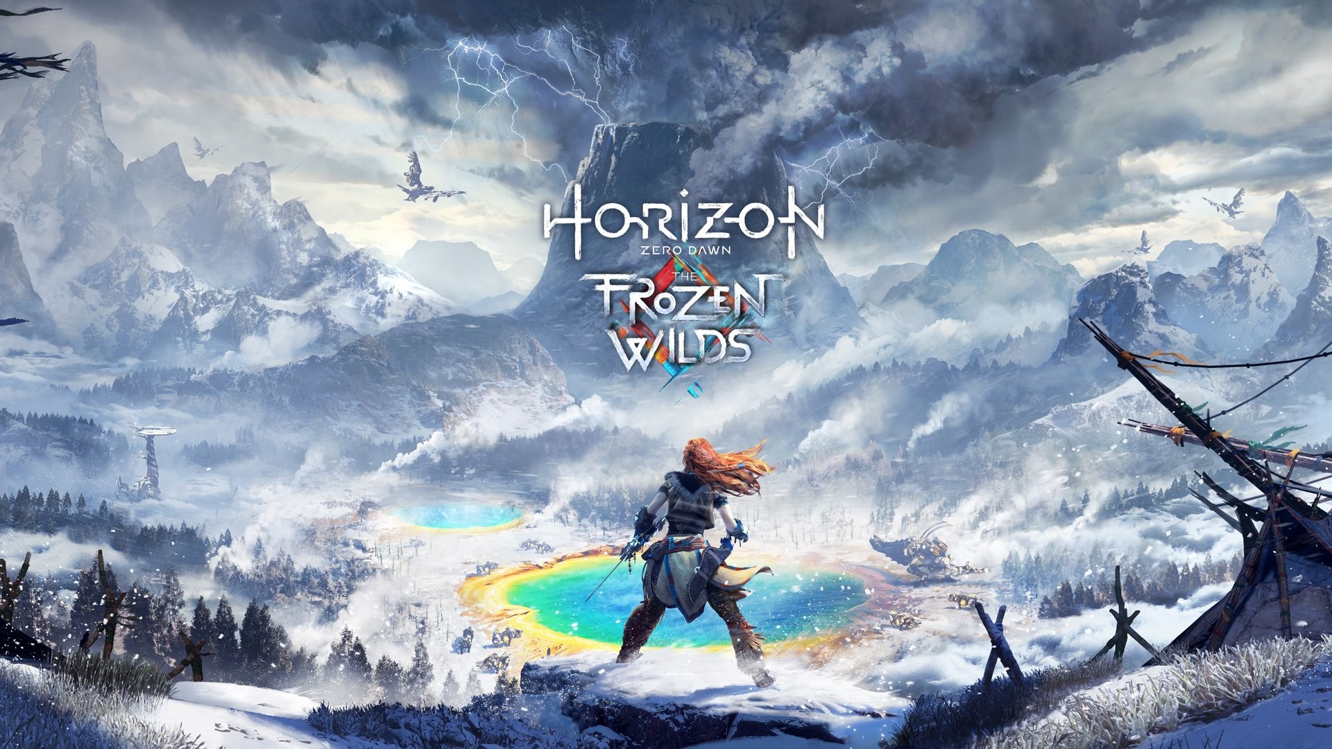 Aloy, Horizon Zero Dawn: The Frozen Wilds, Logo, Neve, 1920x1080, immagine di sfondo