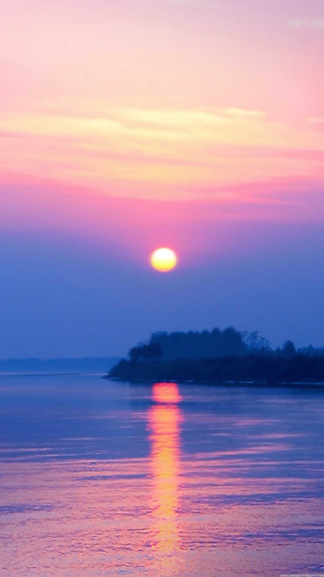 Tramonto, Mare, Rosa, Viola, 1080x1920, schermata di blocco iPhone