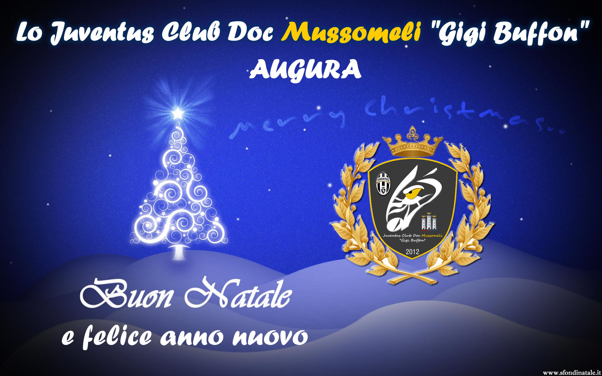 Juventus Club Doc Mussomeli, Gianluigi Buffon, Buon Natale, Albero di Natale, sfondo Full HD