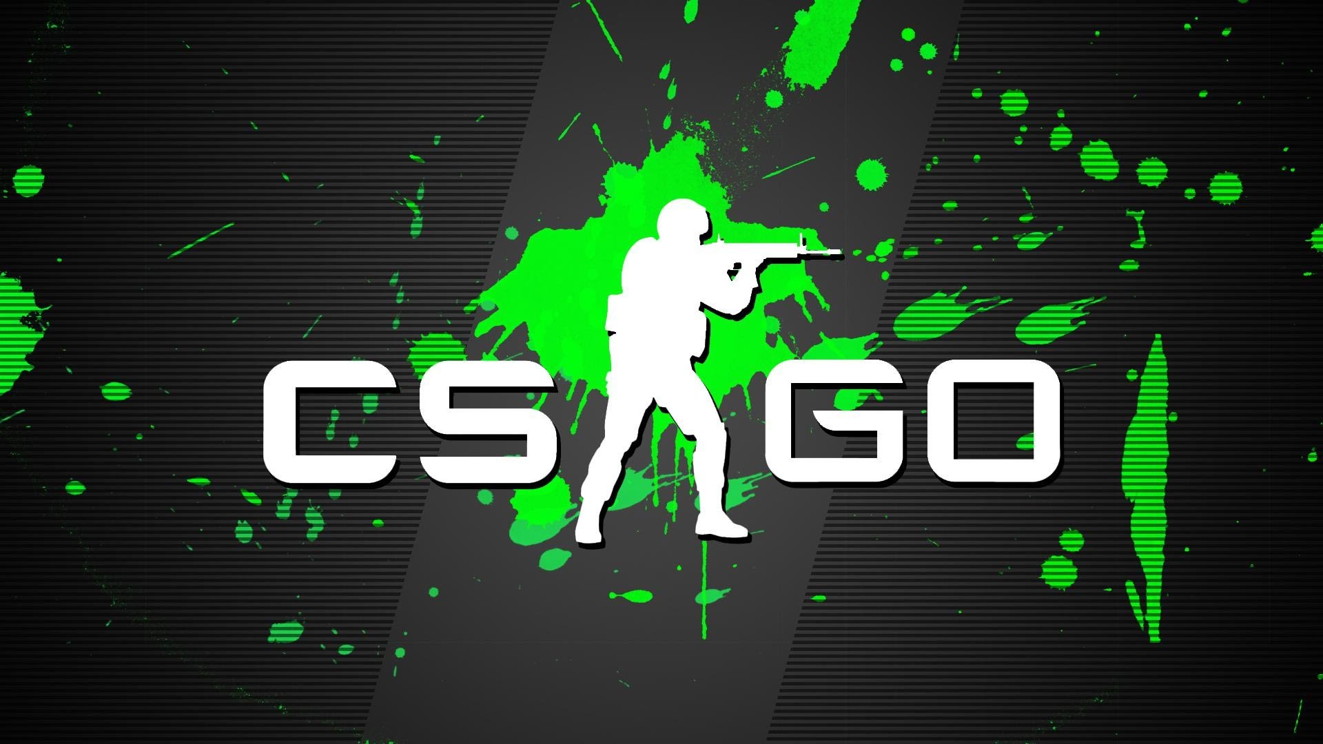 Logo CS:GO, CS:GO, Schizzi verdi, Nero, Full HD, sfondo desktop