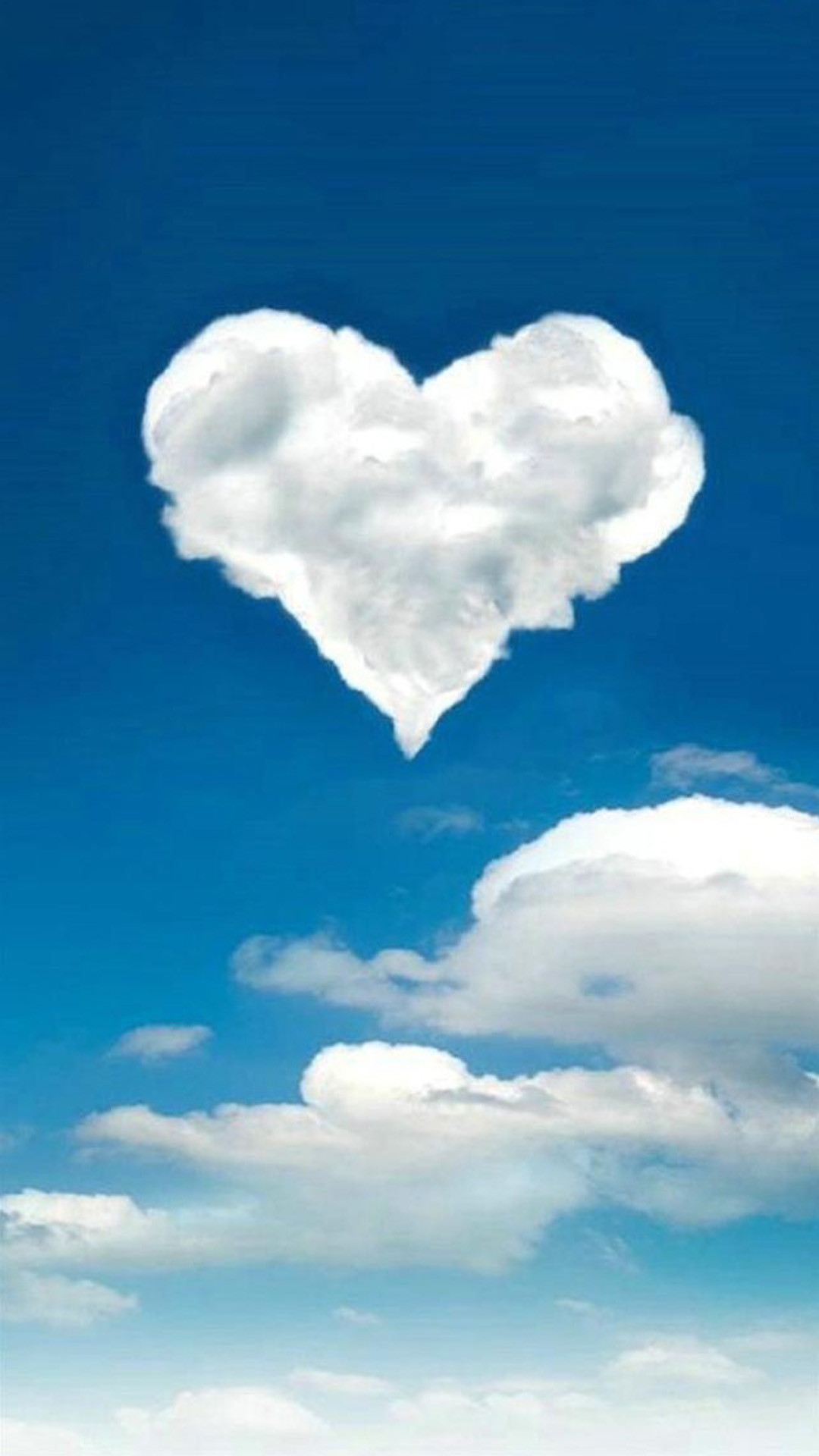 Nuvola a cuore, Cielo azzurro, Nuvole, Cuore, Full HD, schermata di blocco del cellulare