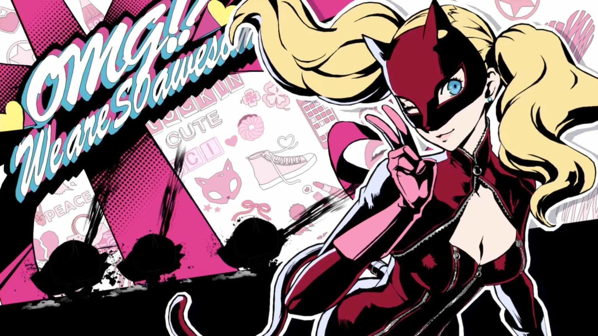Ann Takamaki, Panther, Persona 5, Pop art, 1920x1080, sfondo per PC