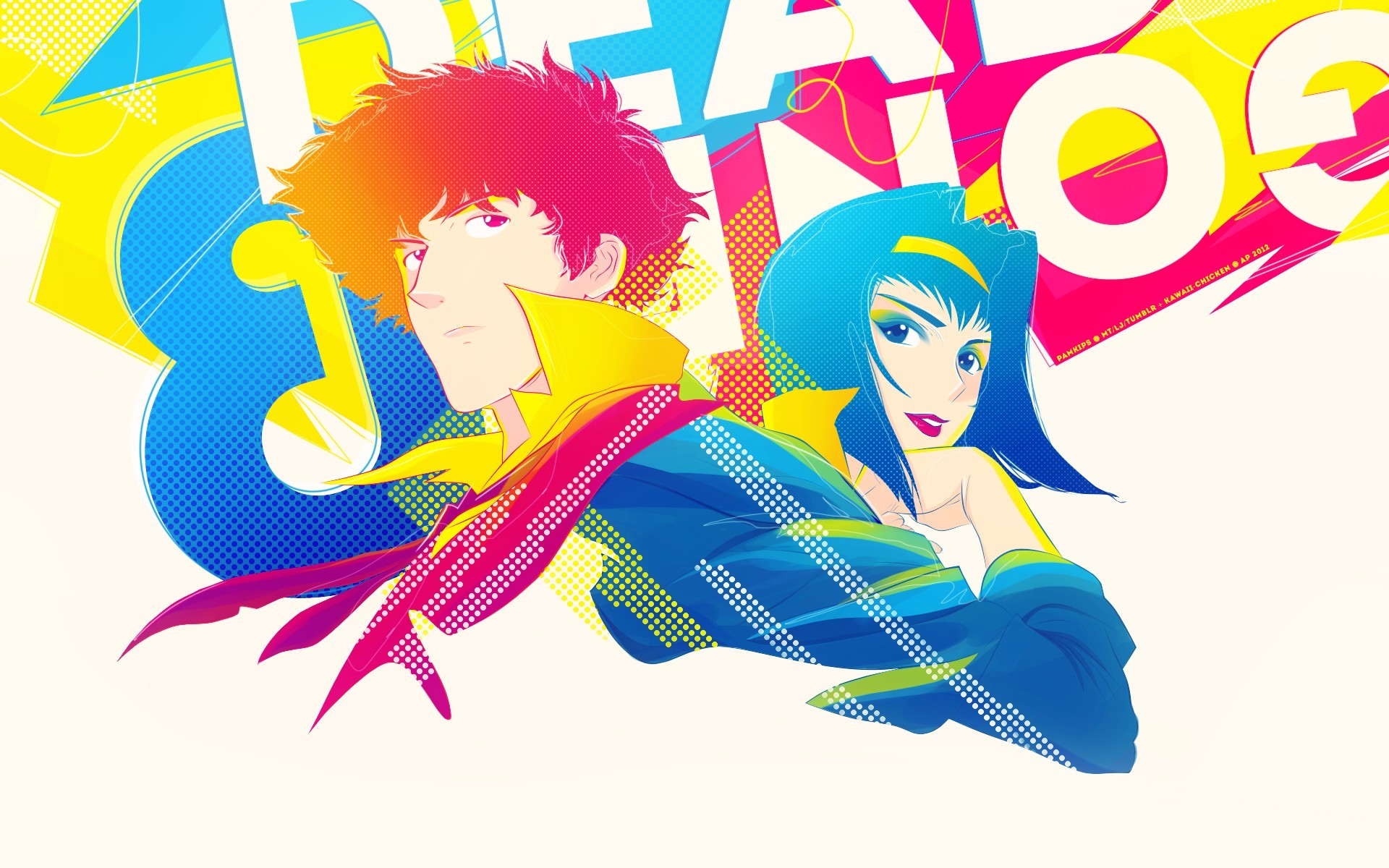 Spike Spiegel, Faye Valentine, Cowboy Bebop, Pop art, Colori vivaci, sfondo MacBook Pro