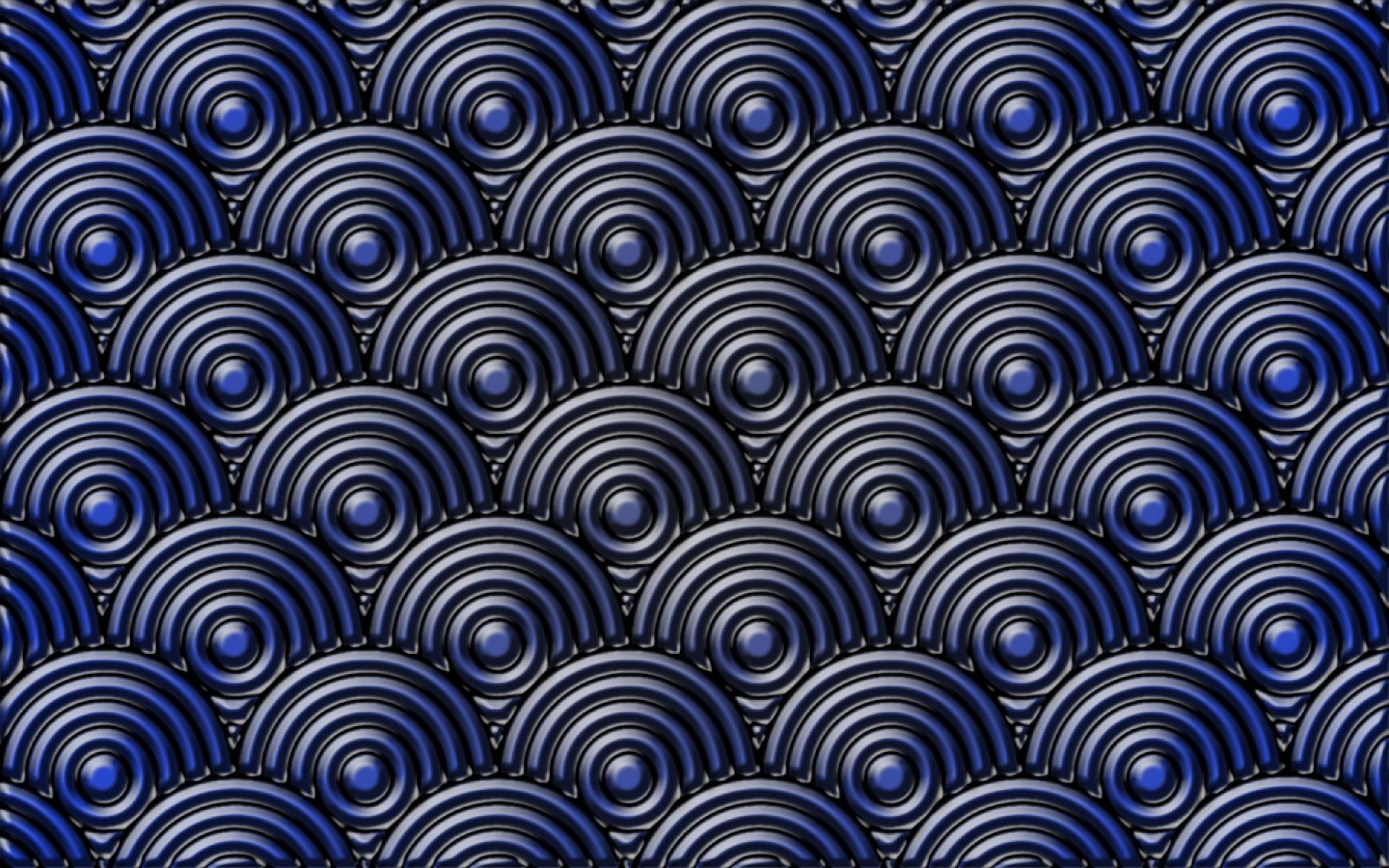 Cerchi concentrici, Motivo a squame, Blu, Arte 3D, 2K, sfondo desktop