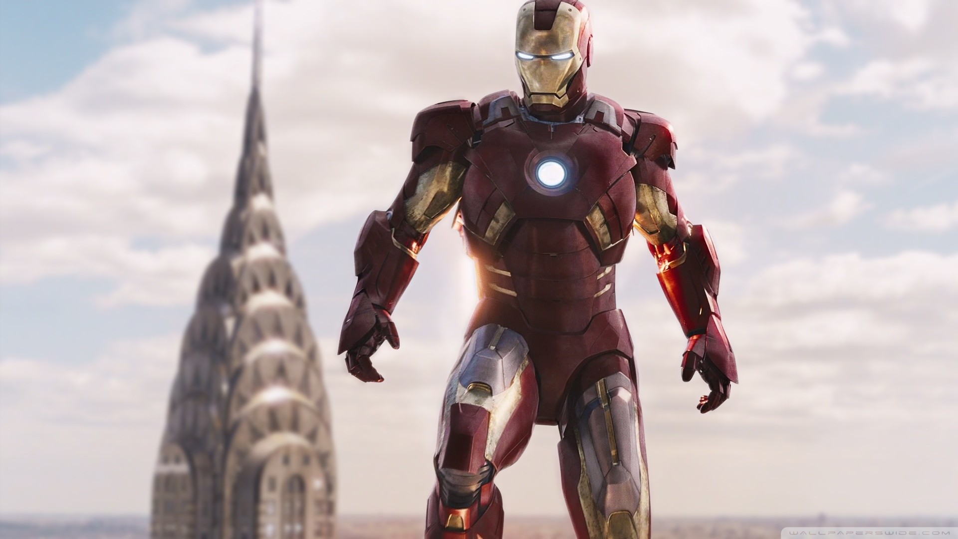 Iron Man, Chrysler Building, New York, The Avengers, Full HD, sfondo Windows 11