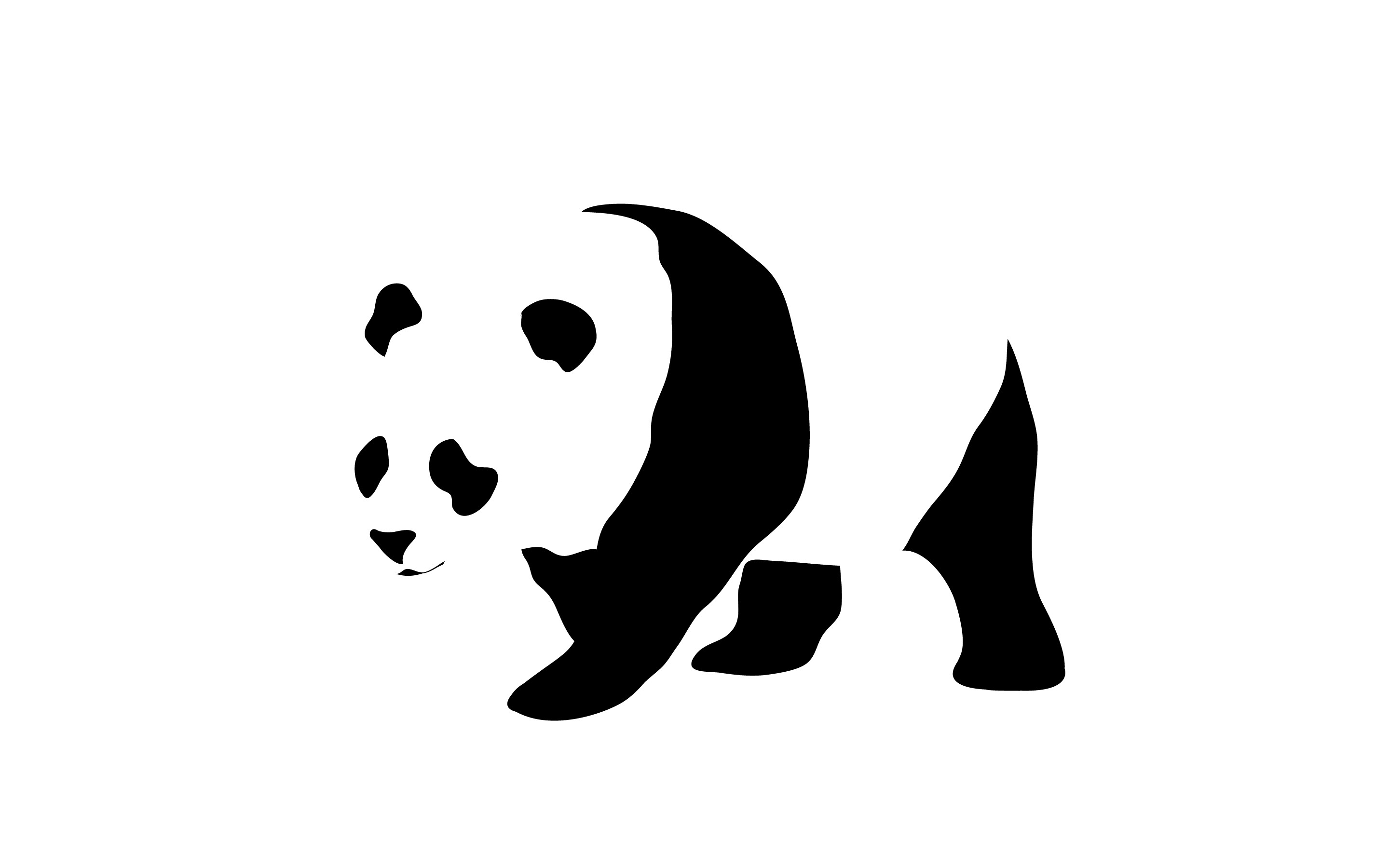Panda, Silhouette, Bianco e nero, Minimalista, 2880x1800, sfondo per PC