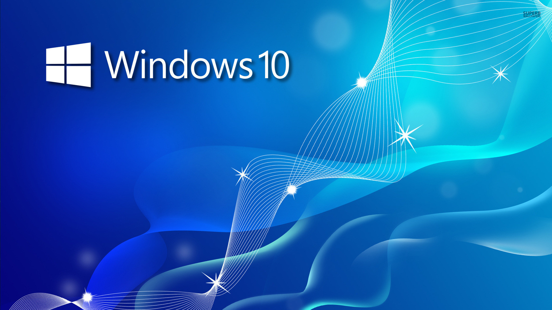 Windows 10, Logo Windows, Onde, Azzurro, 16:9 Full HD, sfondo widescreen