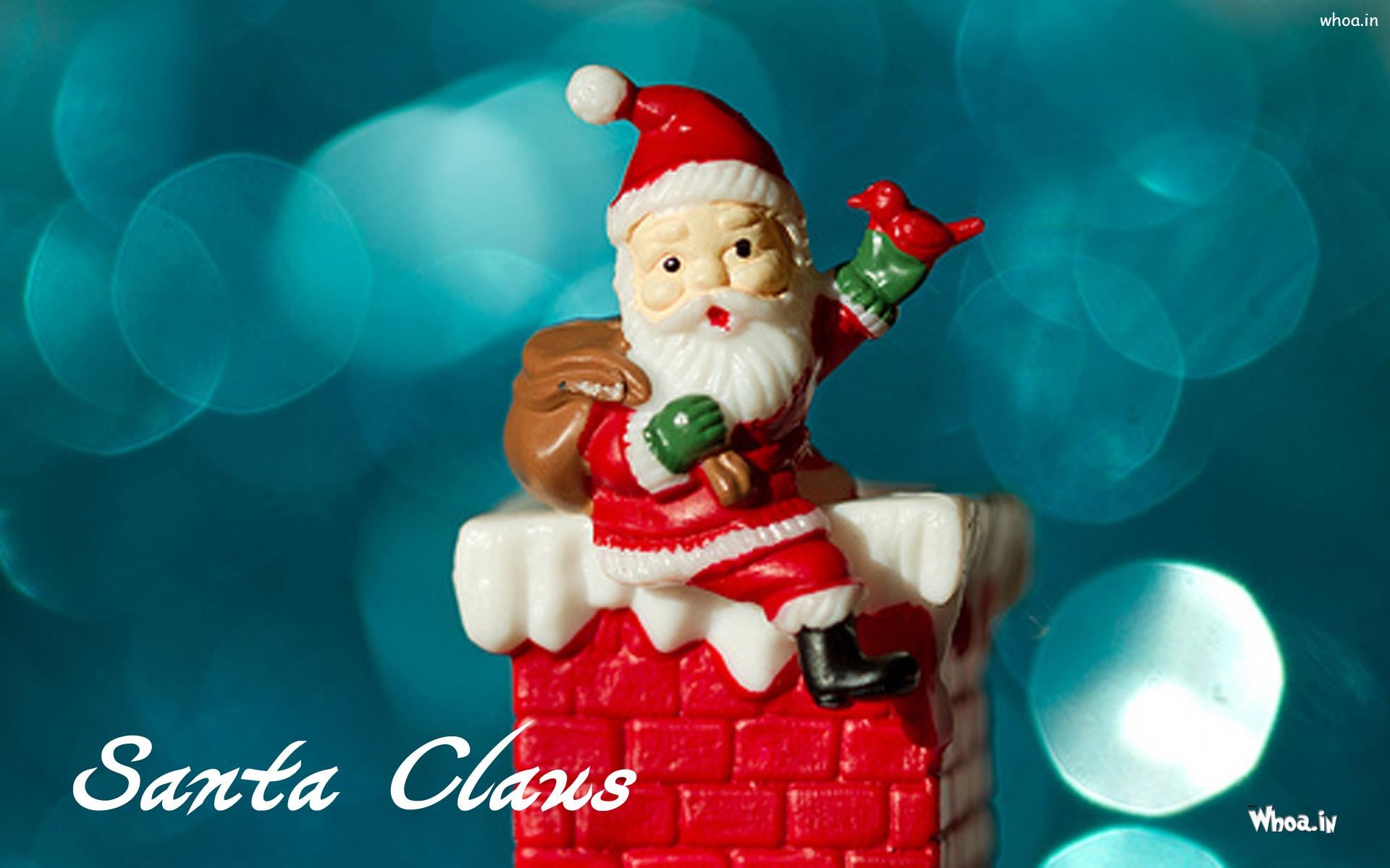 Babbo Natale, Camino, Statuetta, Bokeh, Full HD, sfondo Windows 11