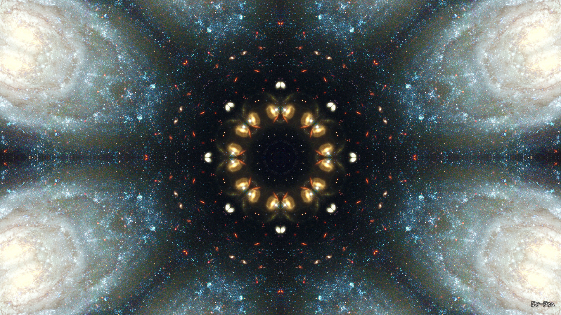 Caleidoscopio, Mandala, Galassie, Spazio, Full HD 1080p, sfondo desktop