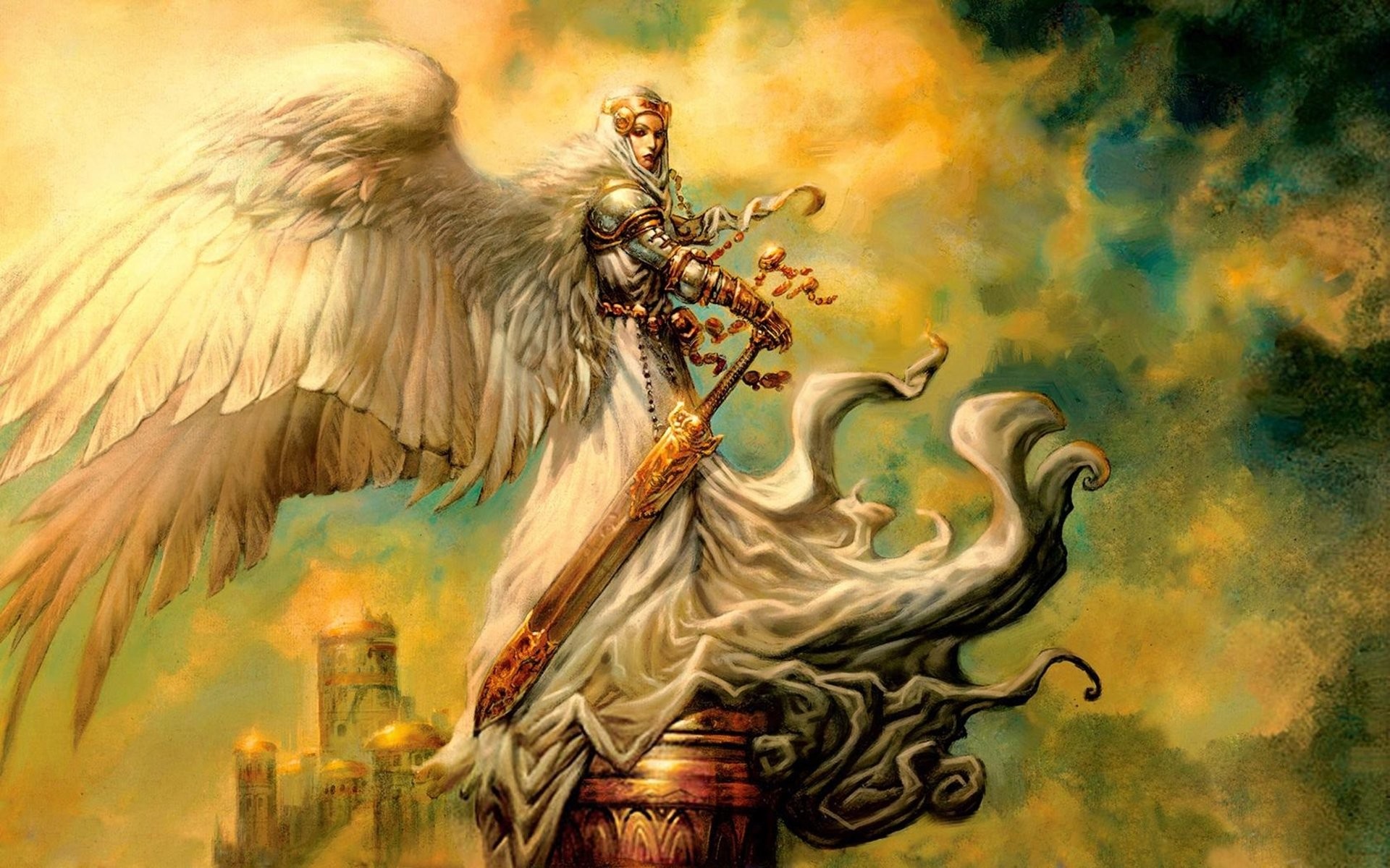 Magic: The Gathering, Angelo, Fantasy, Dorato, Full HD, sfondo desktop