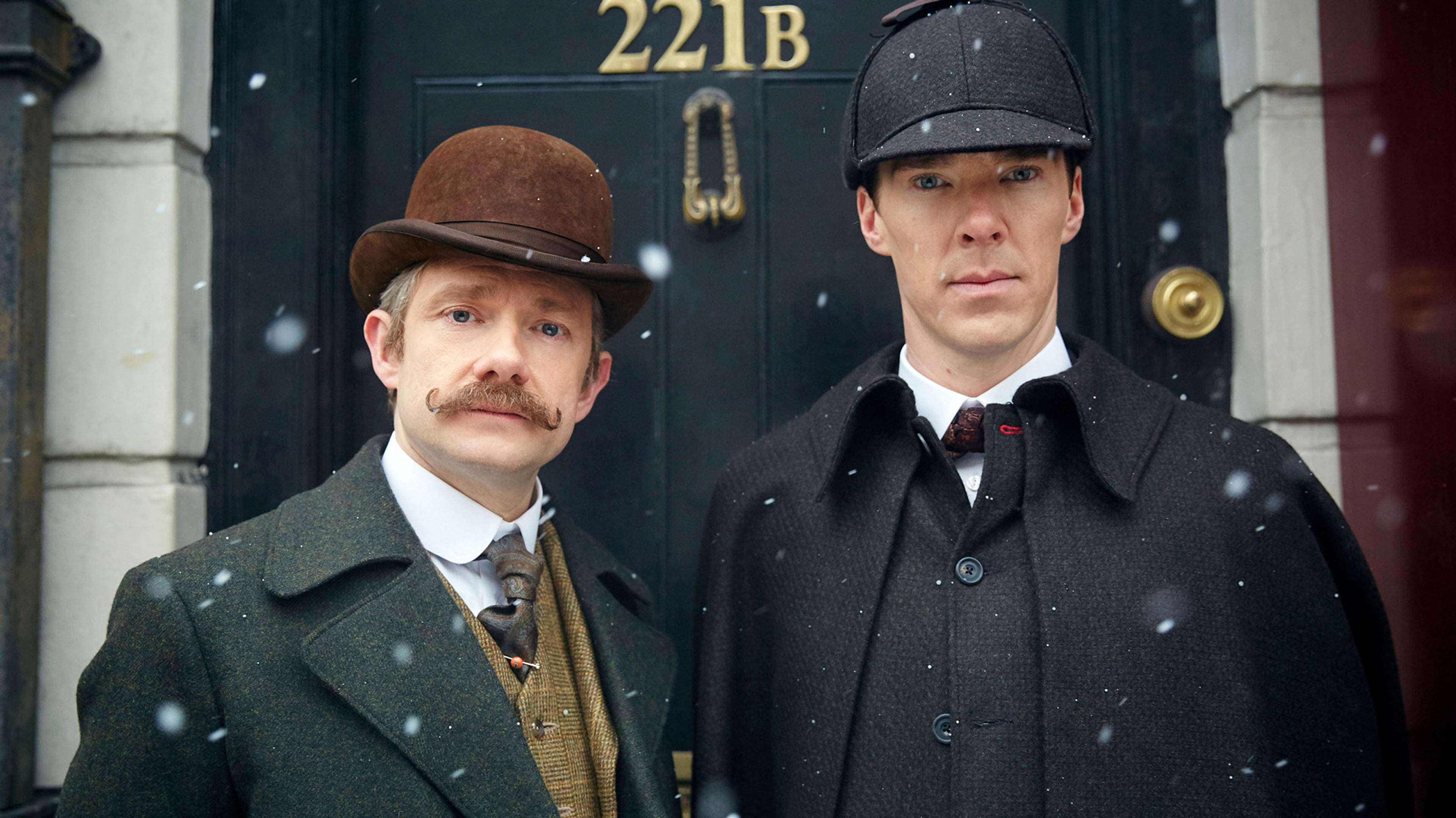Sherlock: L'abominevole sposa, Martin Freeman, Benedict Cumberbatch, 221B Baker Street, Neve, Epoca vittoriana, sfondo 4K