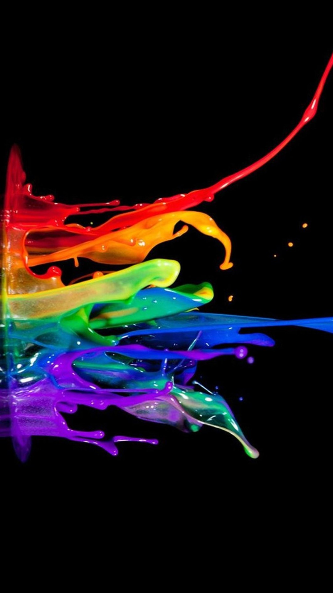 Schizzi di vernice, Arcobaleno, Sfondo nero, Astratto, Full HD, schermata di blocco del cellulare