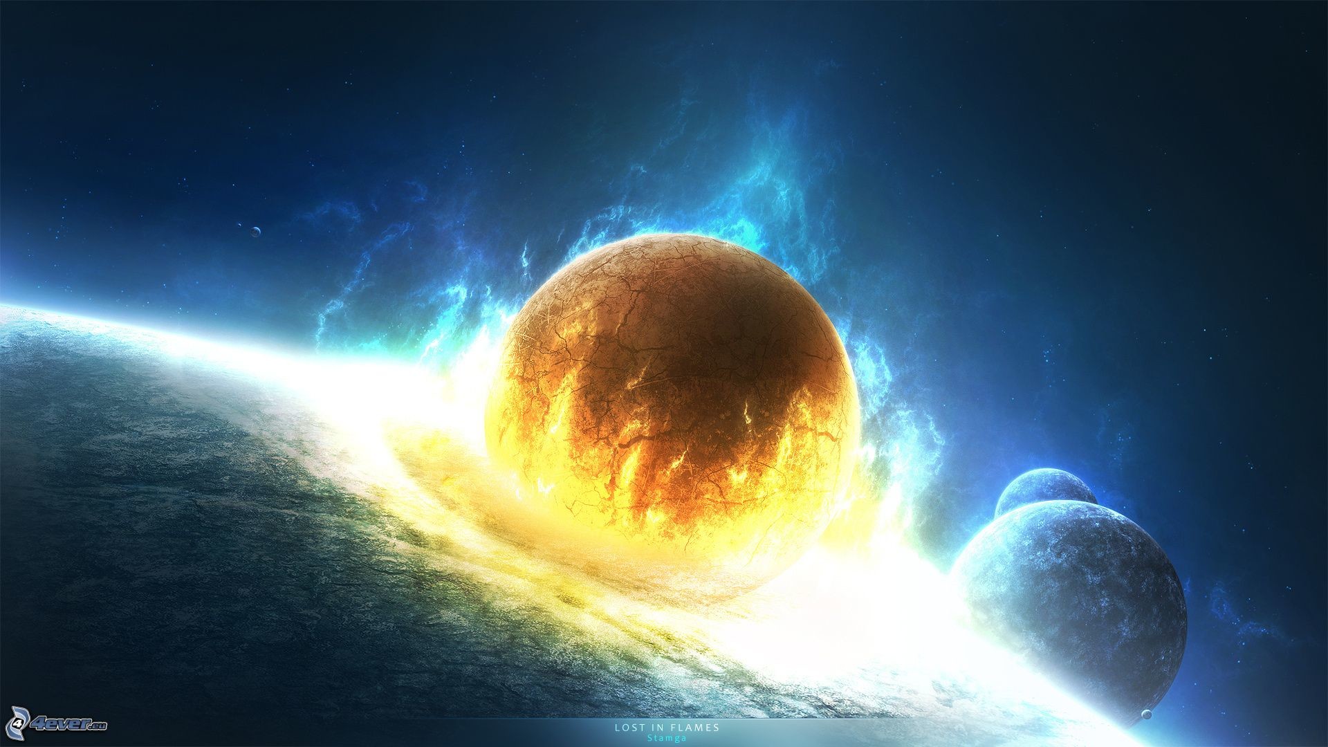 Pianeti, Collisione, Esplosione, Spazio, Fantascienza, Full HD, wallpaper desktop