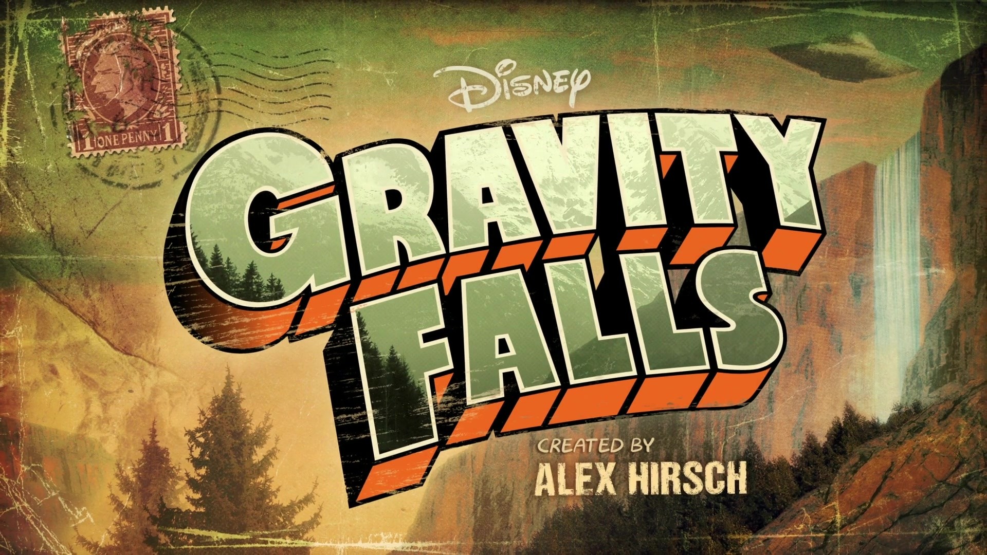 Gravity Falls, Logo, Disney, Alex Hirsch, Foresta, Full HD 1080p, sfondo desktop