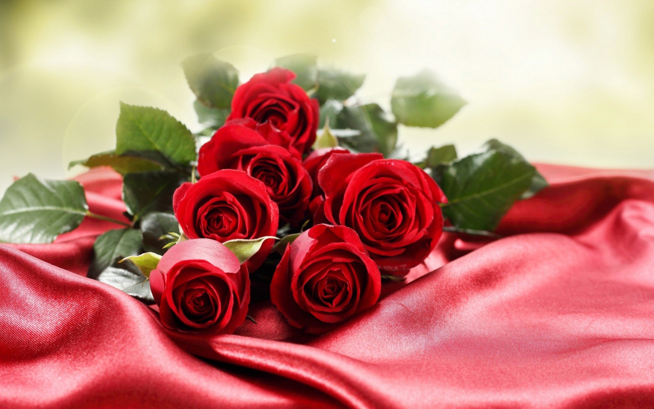 Rose rosse, Raso rosso, Bouquet, 2K, sfondo desktop