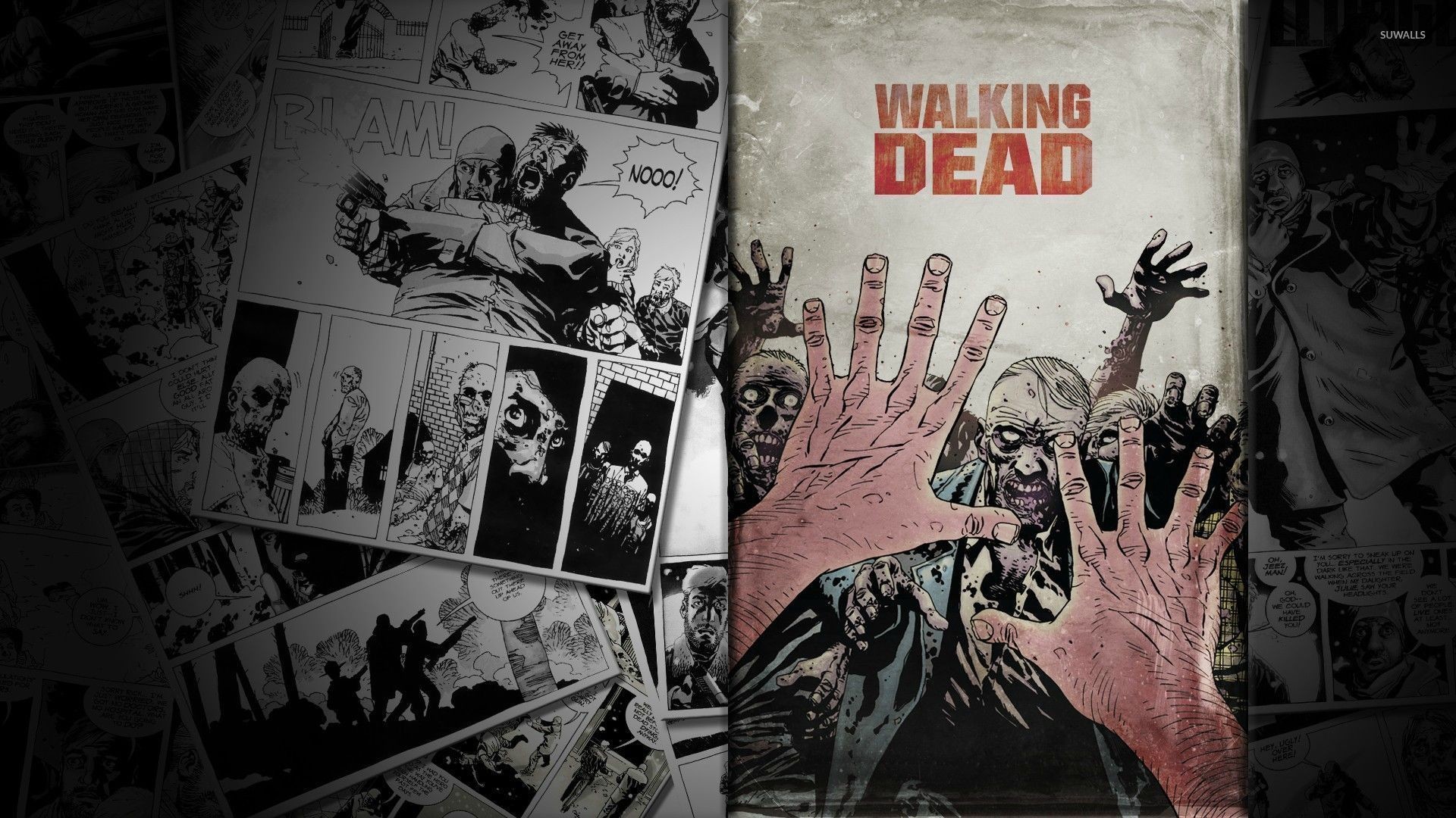 The Walking Dead, Fumetto, Mani di zombie, Tavole a fumetti, Full HD, sfondo desktop
