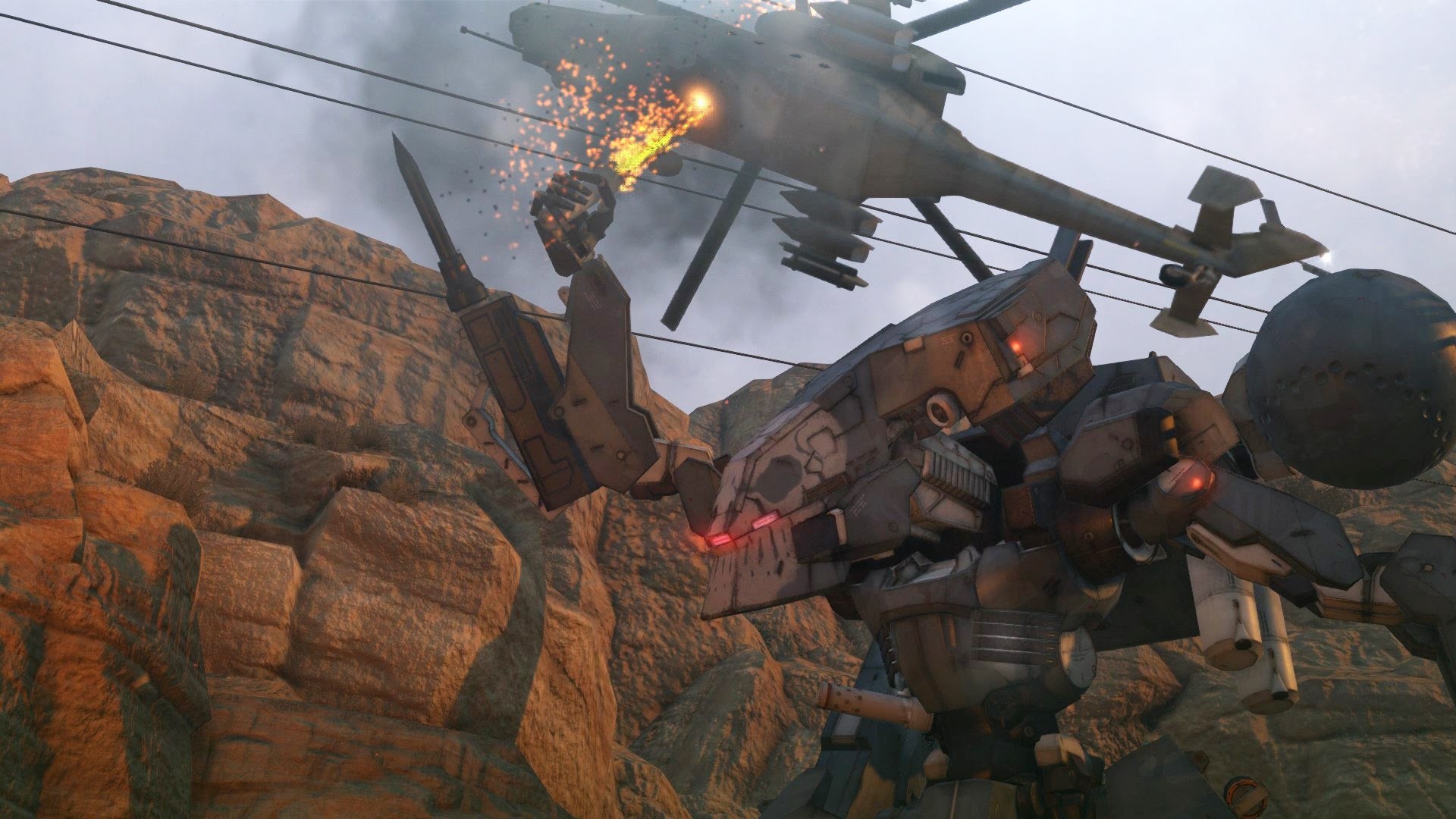 Metal Gear Solid V: The Phantom Pain, Elicottero, Walker Gear, Esplosione, sfondo Windows 11