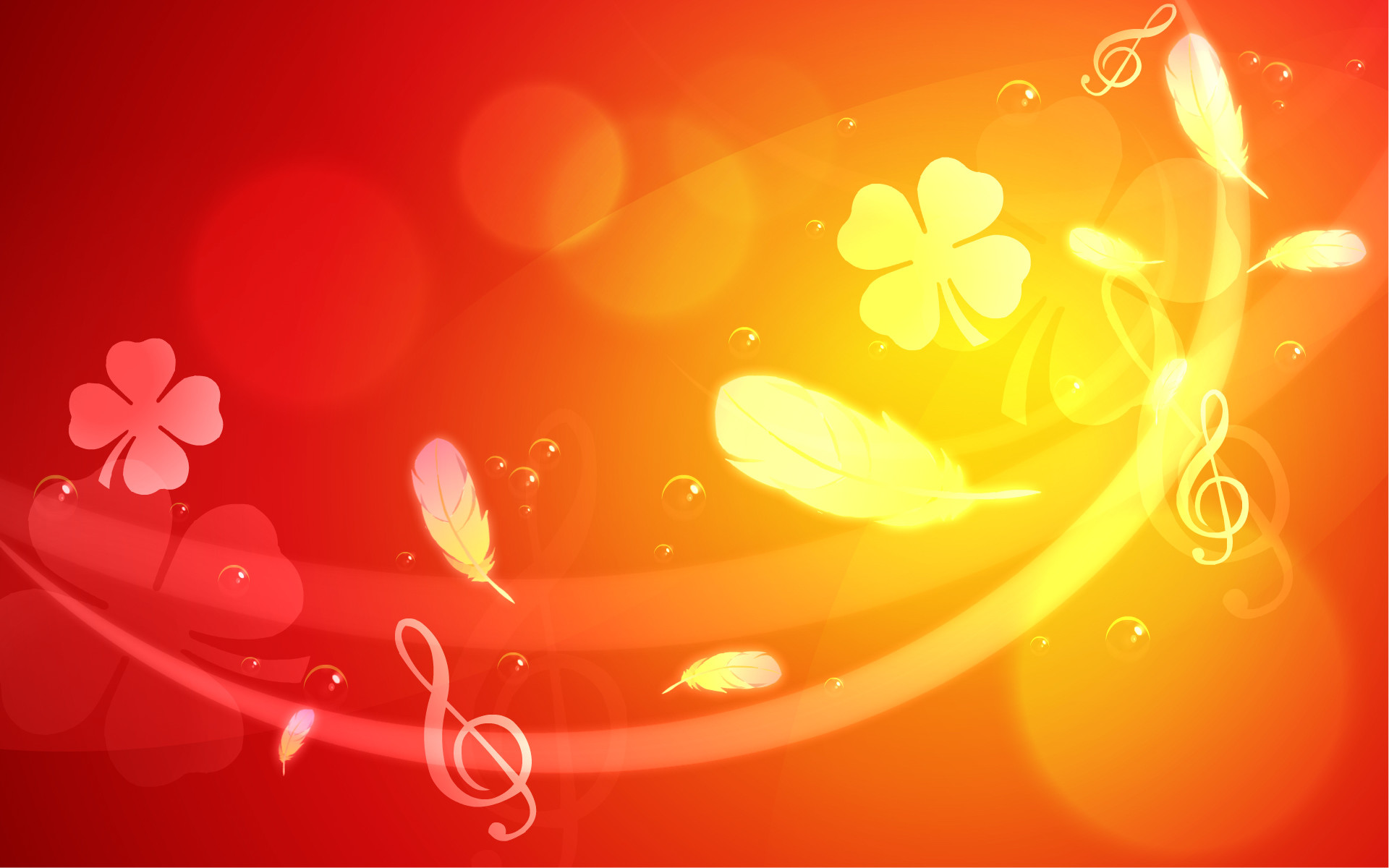 Quadrifogli, Note musicali, Rosso e arancione, Astratto, 1920x1200, sfondo MacBook Pro