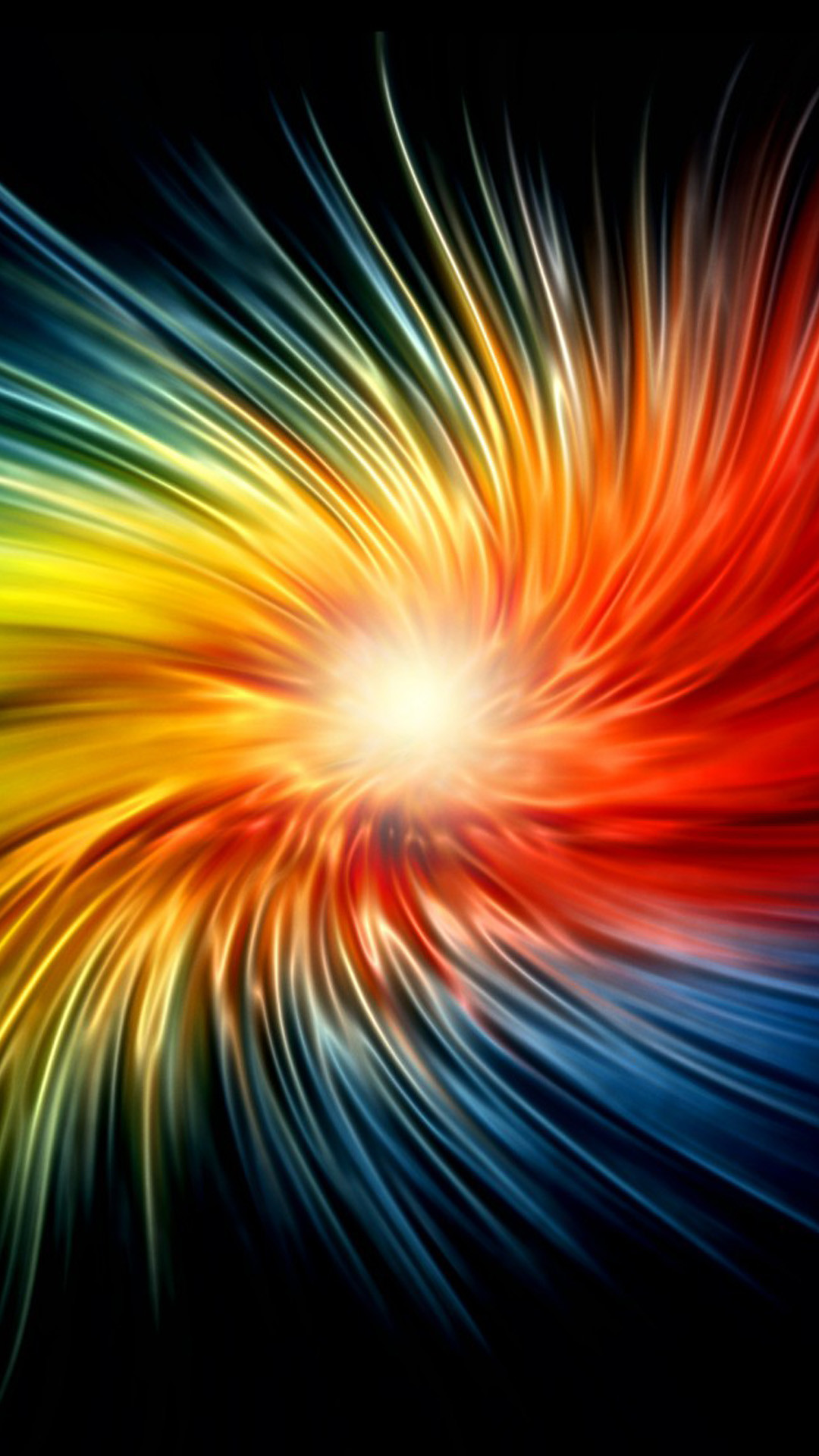 Esplosione di luce, Raggi, Arancione, Sfondo nero, Full HD, schermata di blocco del cellulare
