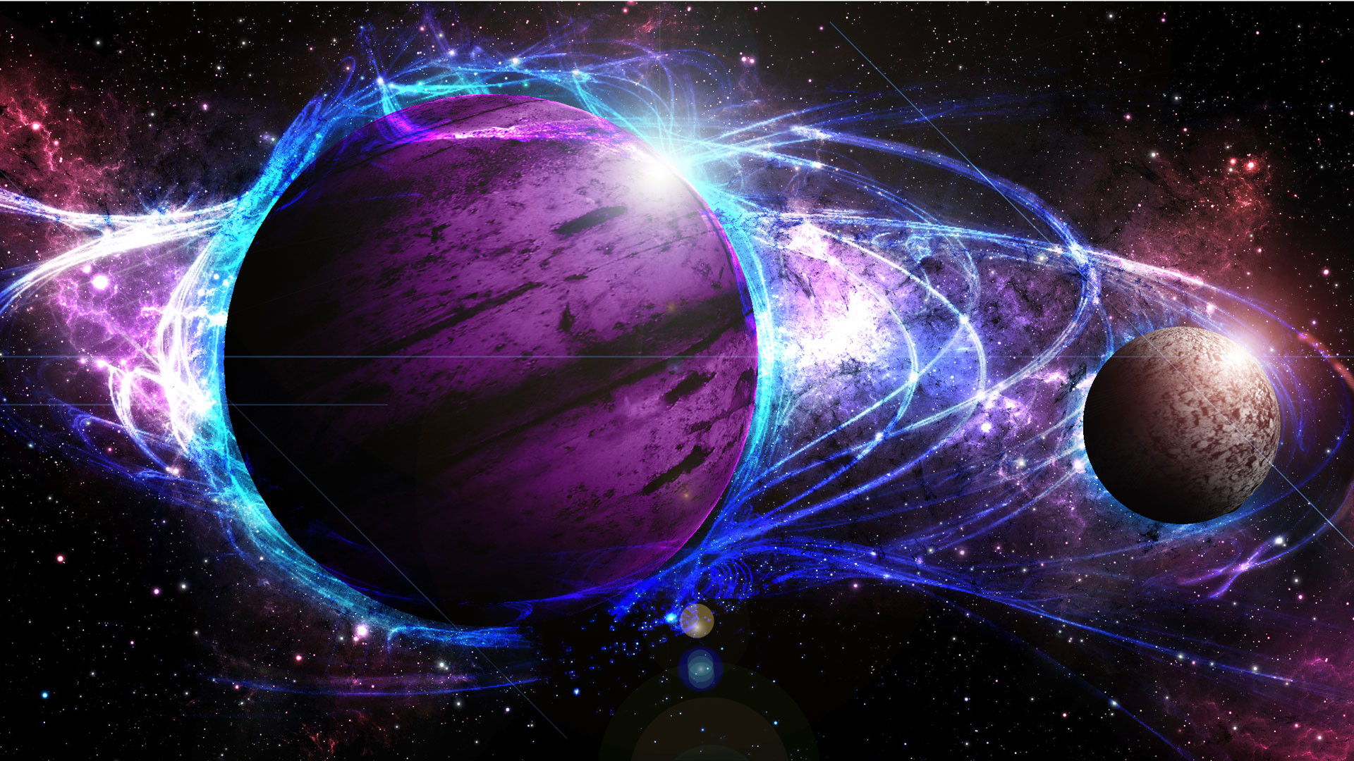 Pianeta, Luna, Energia, Viola, 1920x1080, wallpaper desktop