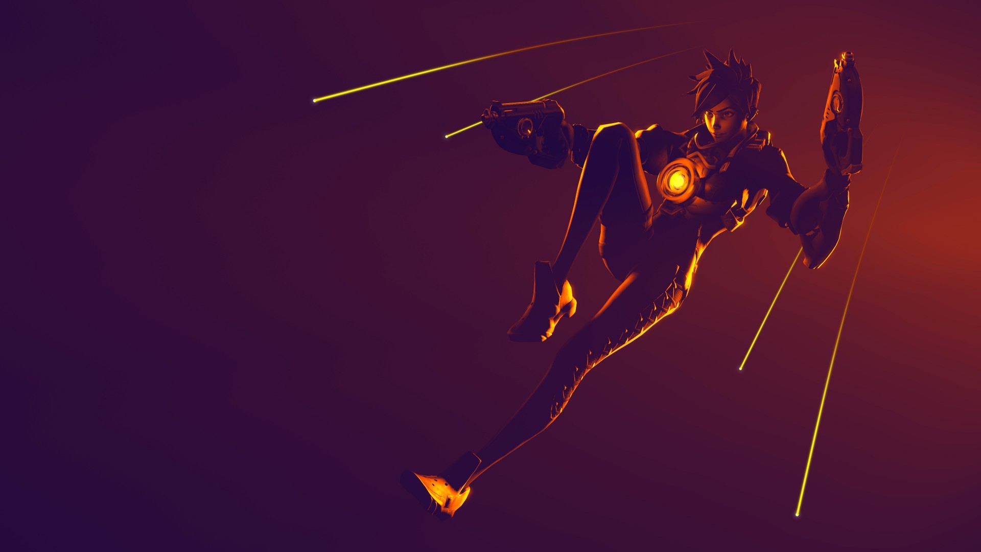 Tracer, Overwatch, Minimalista, Viola, 1920x1080, immagine di sfondo