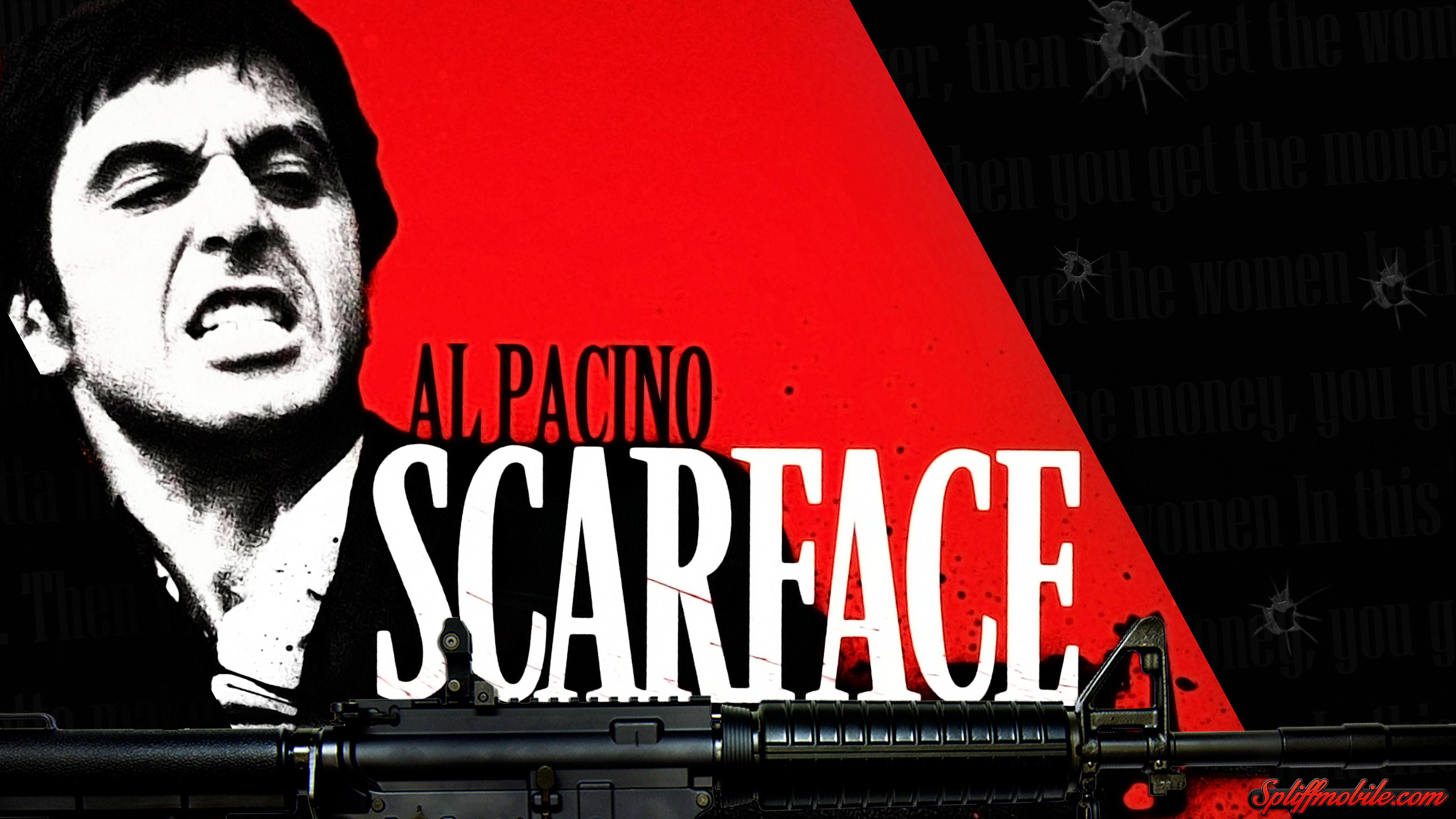 Al Pacino, Tony Montana, Scarface, Locandina, Rosso e nero, 4K, wallpaper per computer