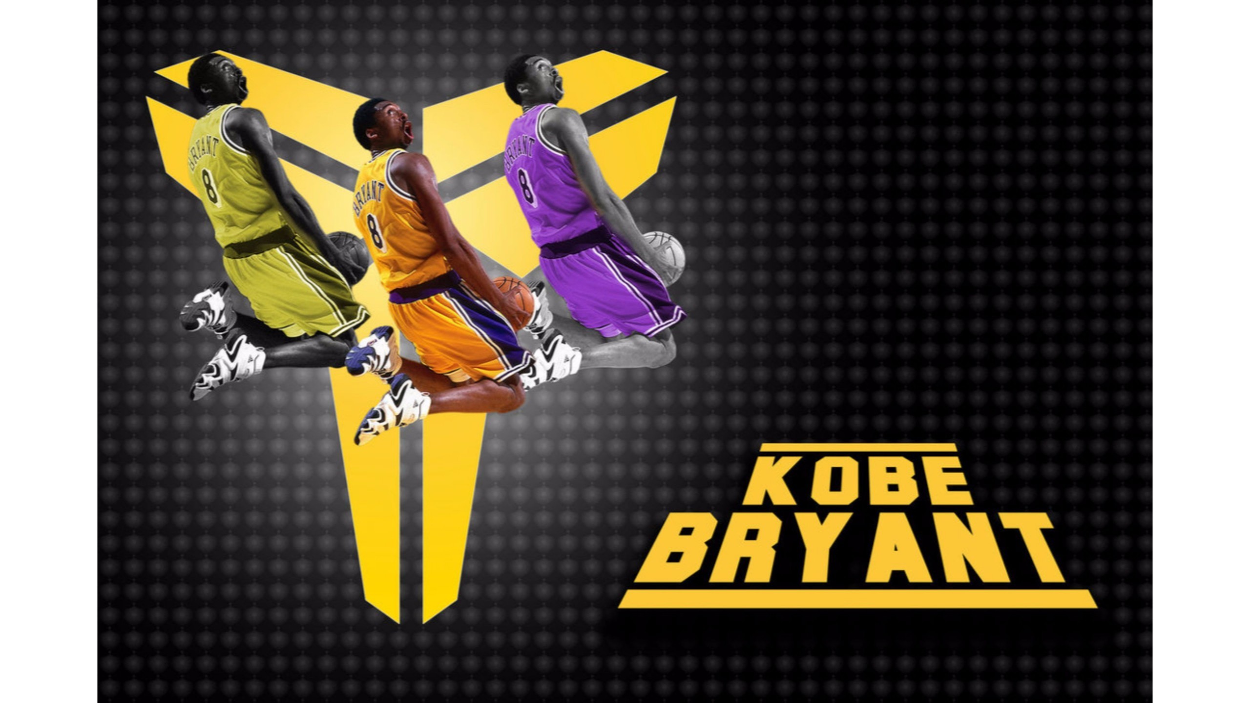 Kobe Bryant, Logo Kobe, Evoluzione delle maglie, Giallo, 2K, sfondo desktop