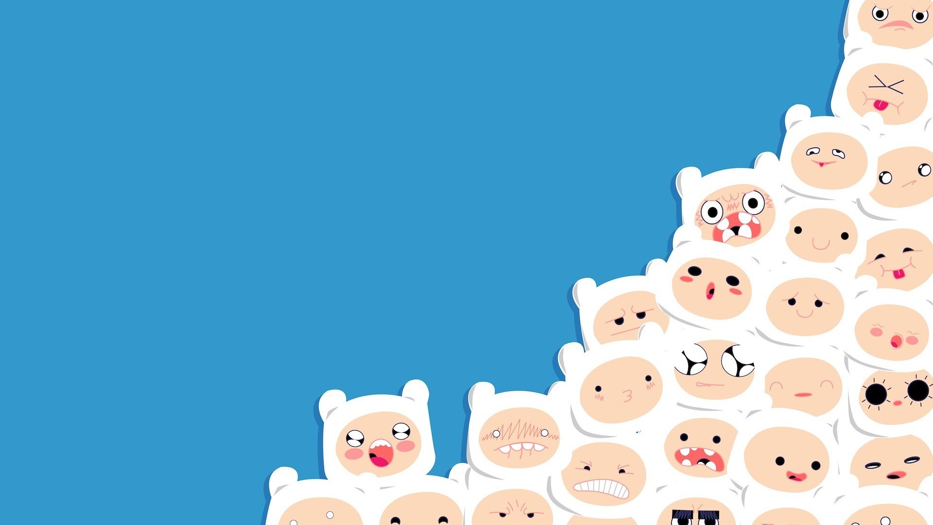 Finn, Adventure Time, Espressioni, Azzurro, Full HD, sfondo Windows 11