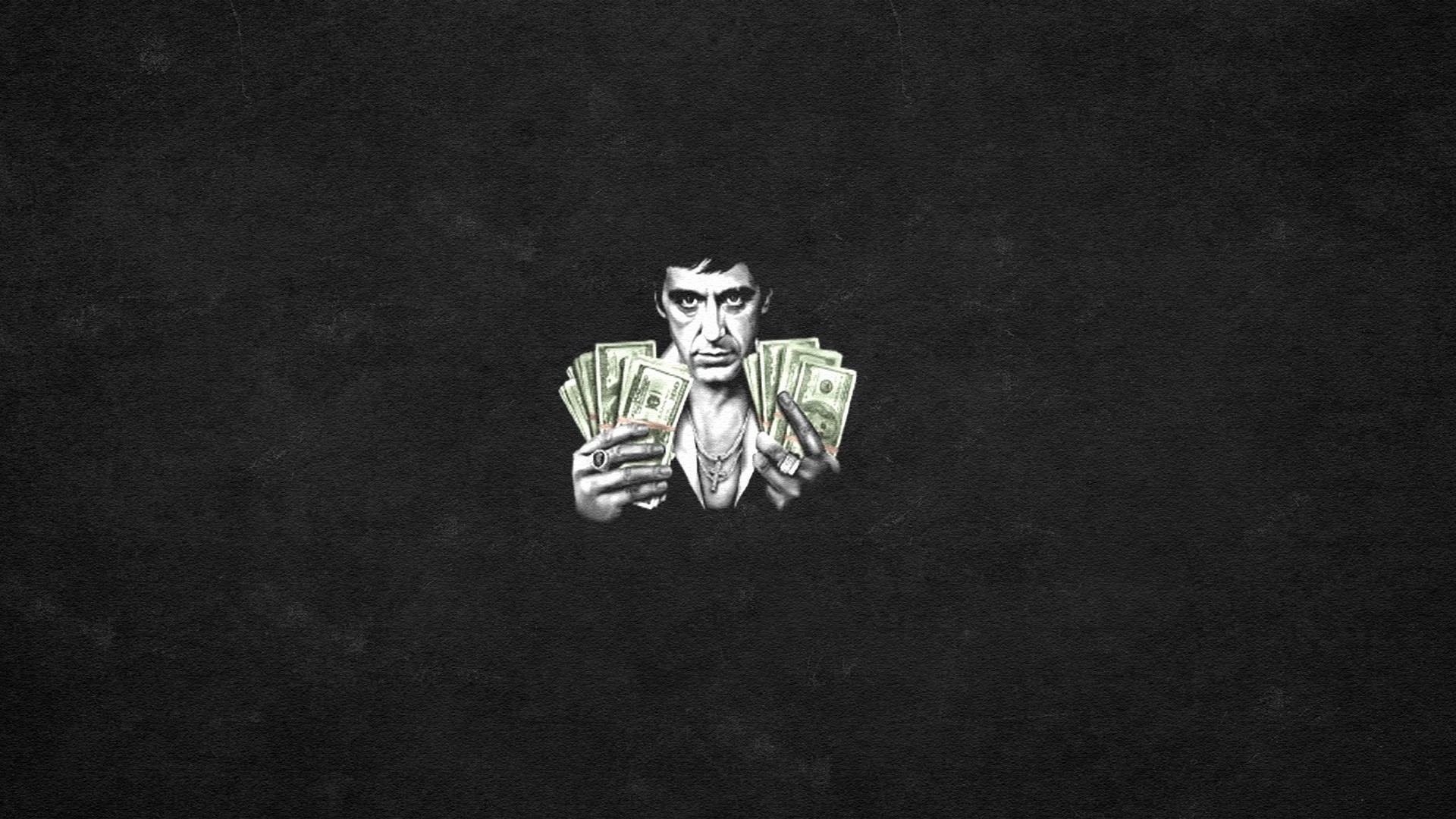 Tony Montana, Scarface, Banconote, Dollari, Sfondo nero, Full HD, wallpaper per PC