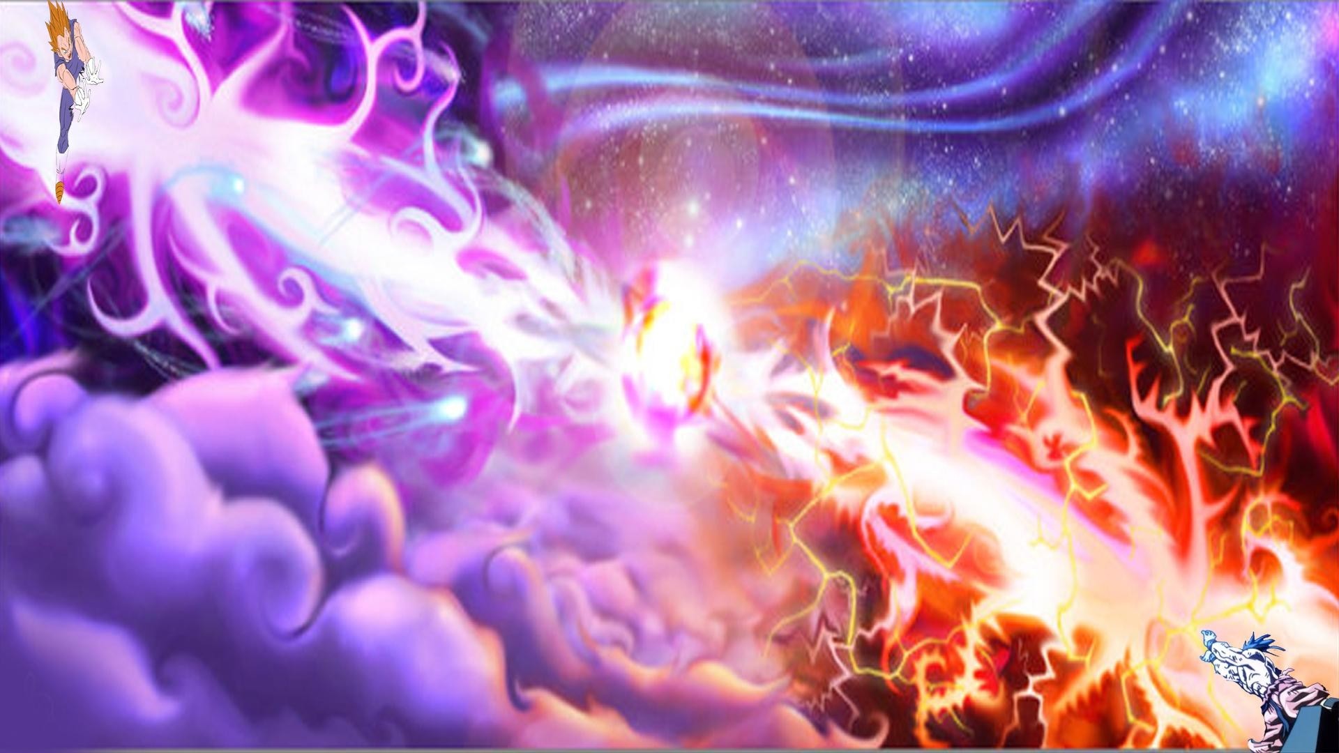Dragon Ball Z, Scontro di energia, Esplosione, Viola, Full HD, sfondo Windows 11