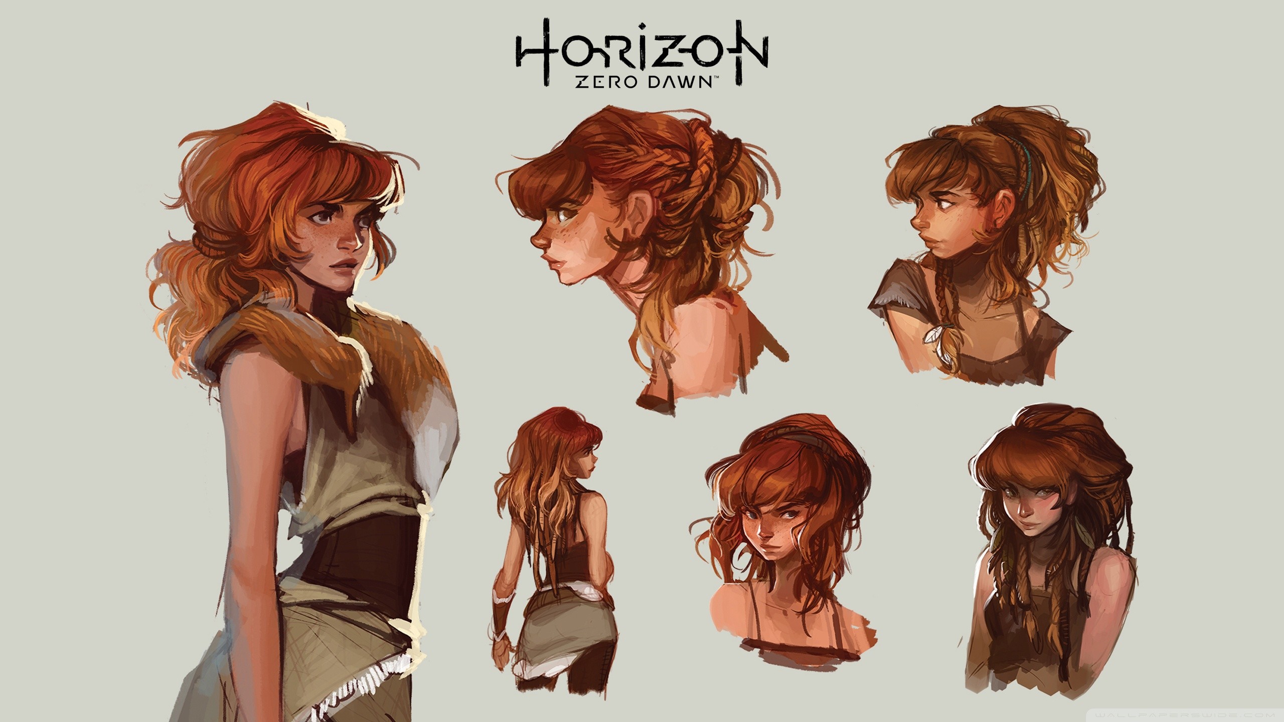 Aloy, Horizon Zero Dawn, Concept art, Logo, 16:9 2K, sfondo widescreen