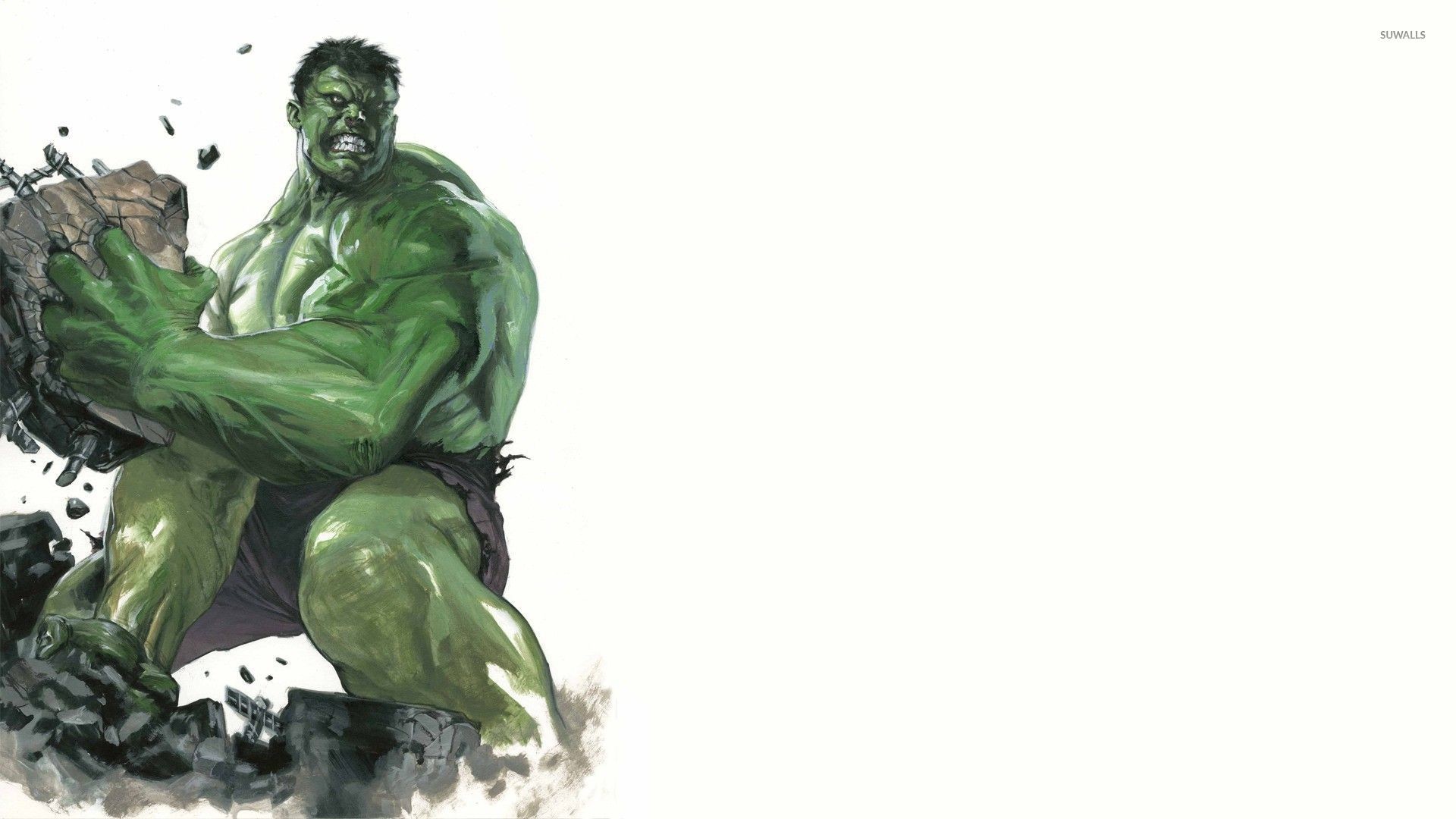 Hulk, Marvel, Rocce, Sfondo bianco, Full HD, wallpaper per computer