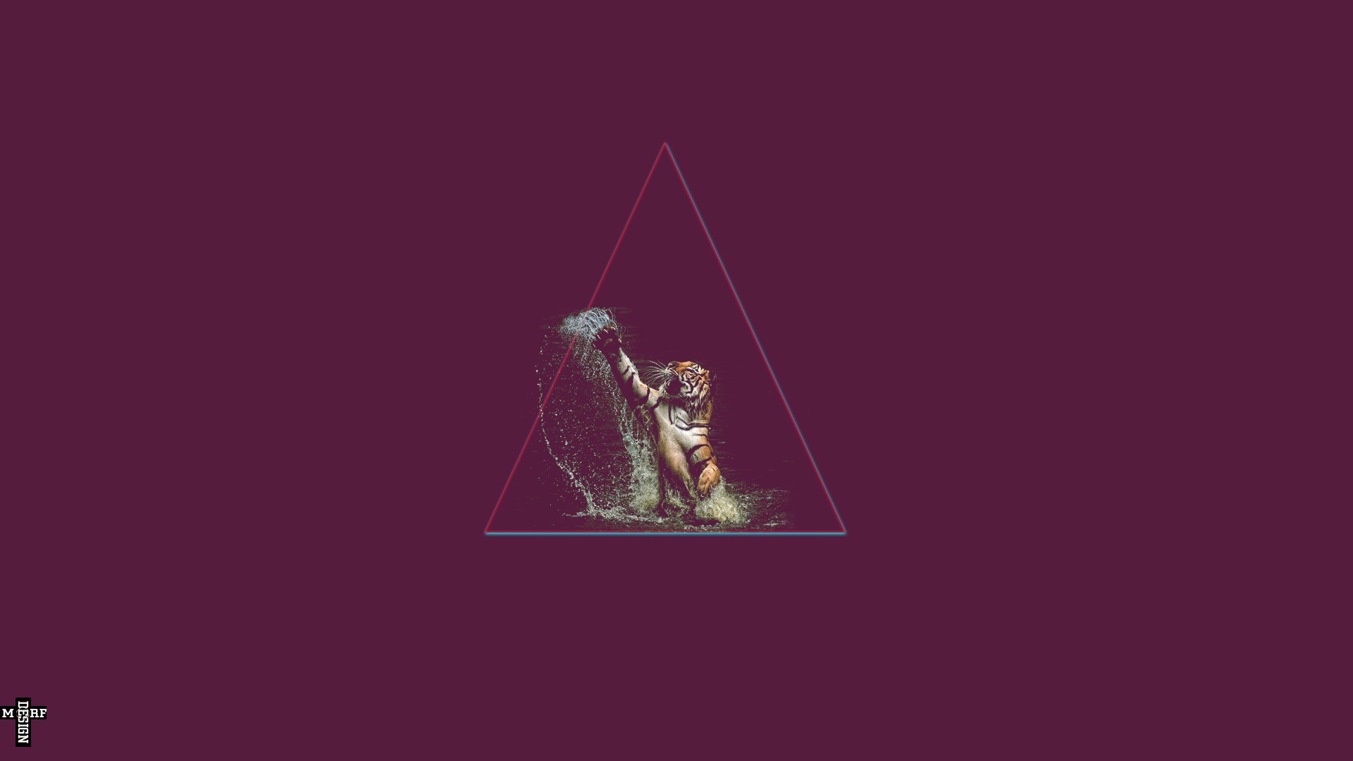 Triangolo, Tigre, Hipster, Bordeaux, Full HD 1080p, sfondo desktop
