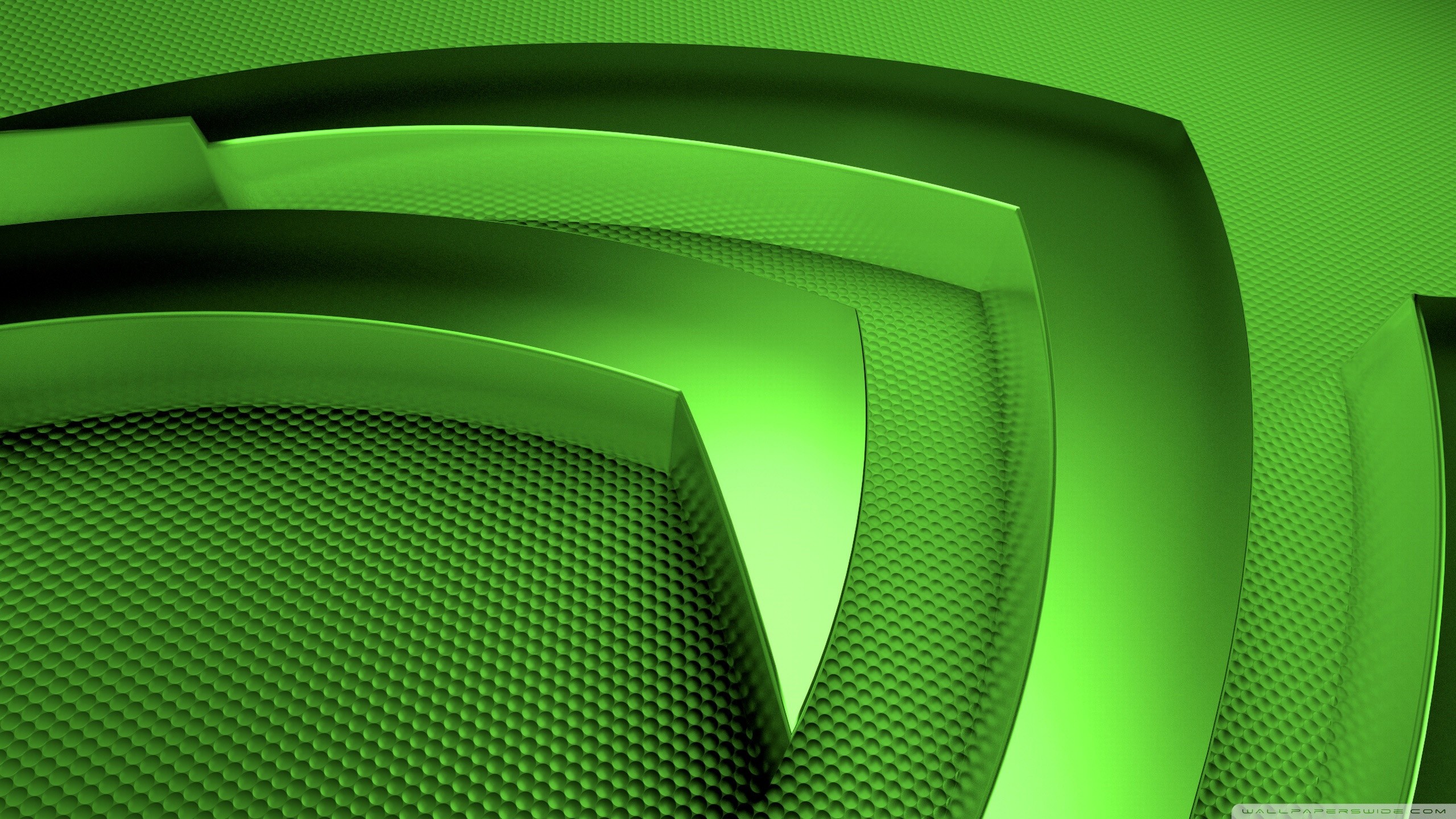 Logo Nvidia, Nvidia, Primo piano, Arte 3D, 2560x1440, sfondo per PC