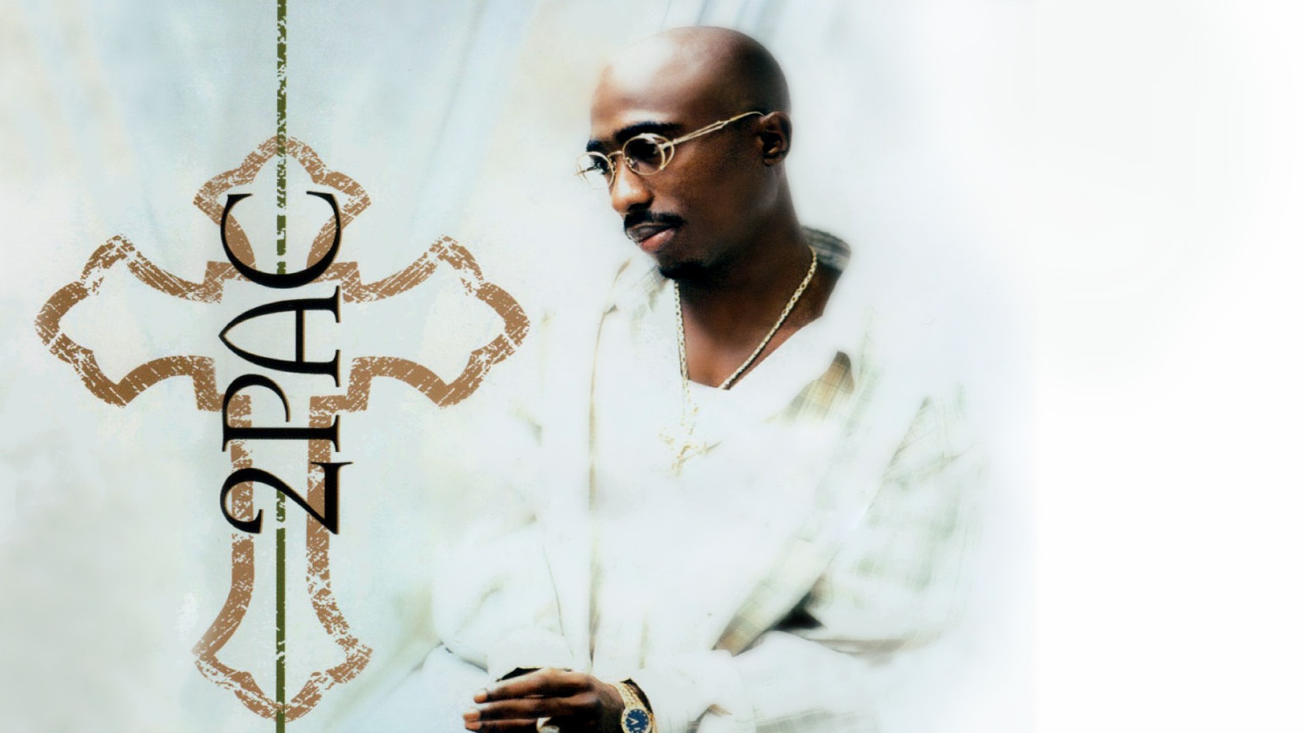Tupac Shakur, 2Pac, Croce, Sfondo bianco, 2K, wallpaper desktop