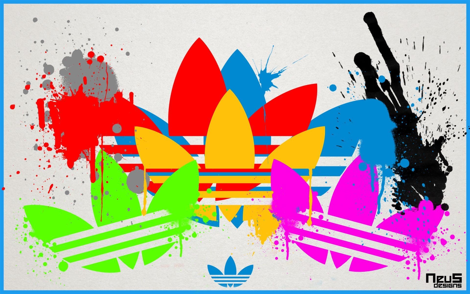 Adidas Originals, Logo trifoglio, Schizzi di vernice, Multicolore, Arte grafica, sfondo desktop