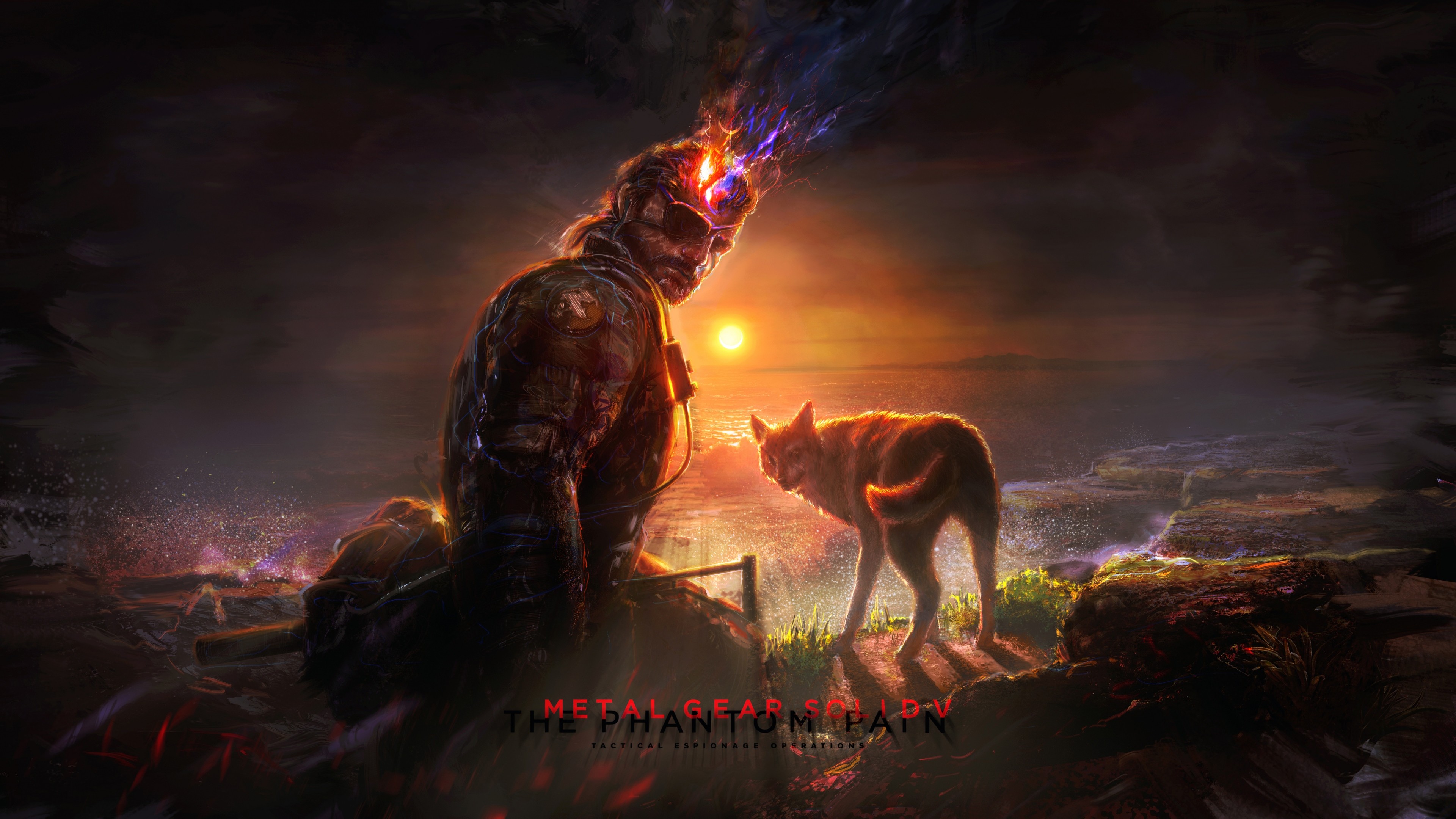 Venom Snake, D-Dog, Metal Gear Solid V: The Phantom Pain, Tramonto, sfondo desktop 4K
