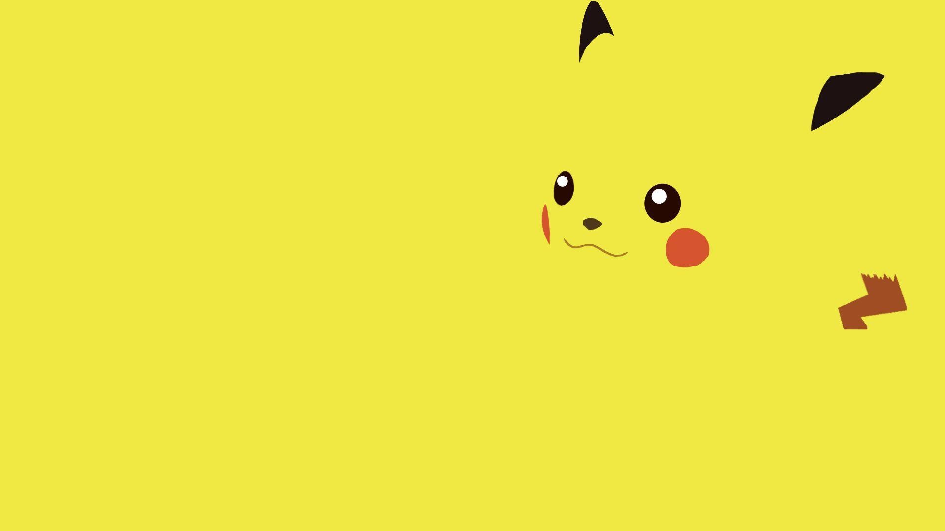 Pikachu, Pokémon, Minimalismo, Sfondo giallo, Full HD, wallpaper per computer