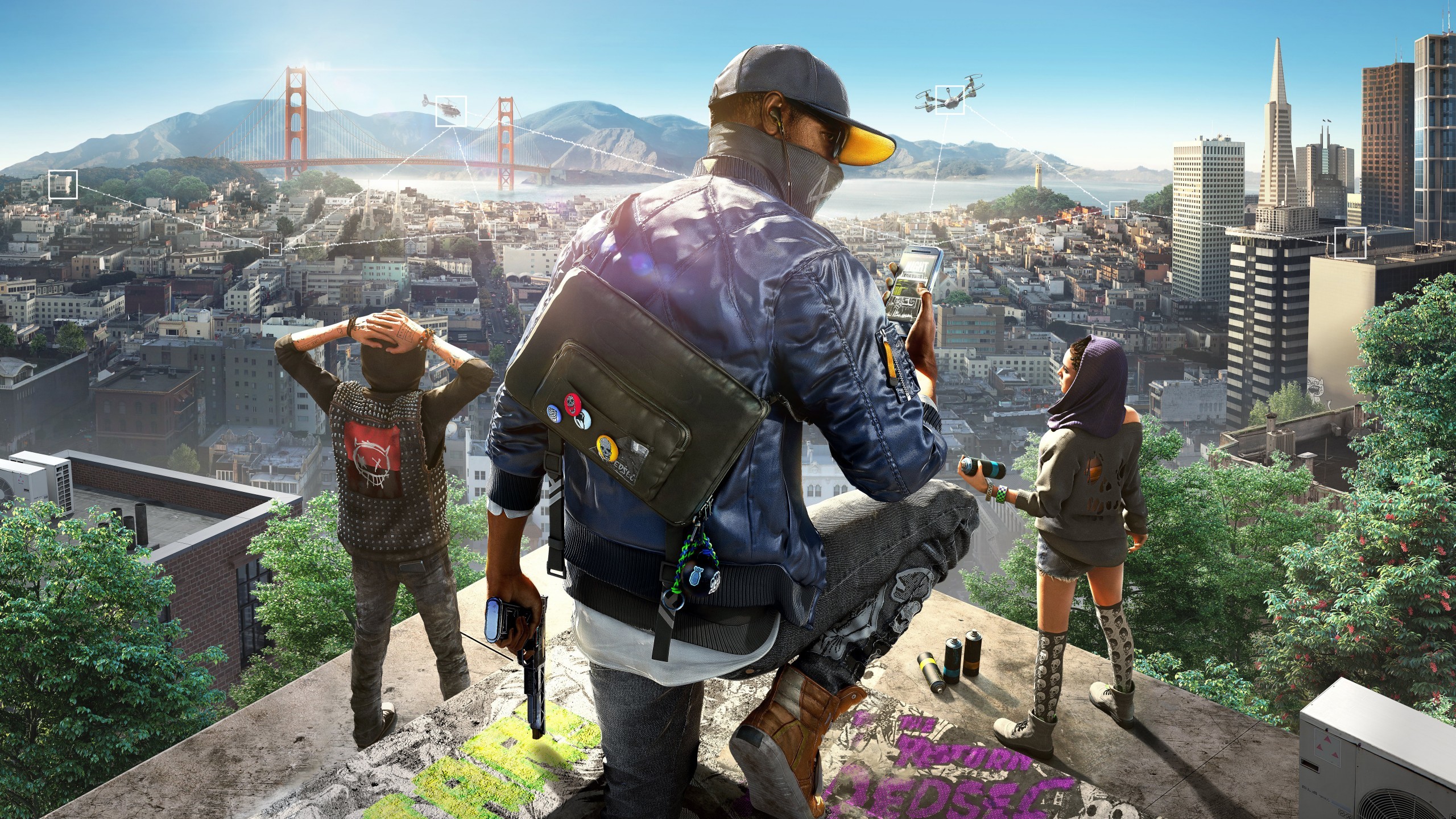 Watch Dogs 2, Marcus Holloway, San Francisco, Golden Gate Bridge, Videogioco, sfondo per PC