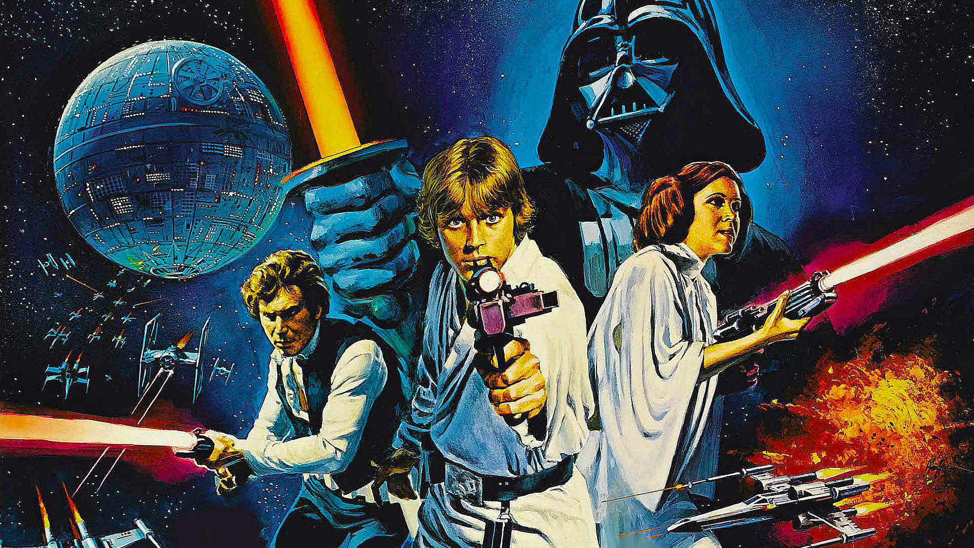 Guerre stellari, Darth Vader, Luke Skywalker, Principessa Leia, Han Solo, Morte Nera, sfondo desktop