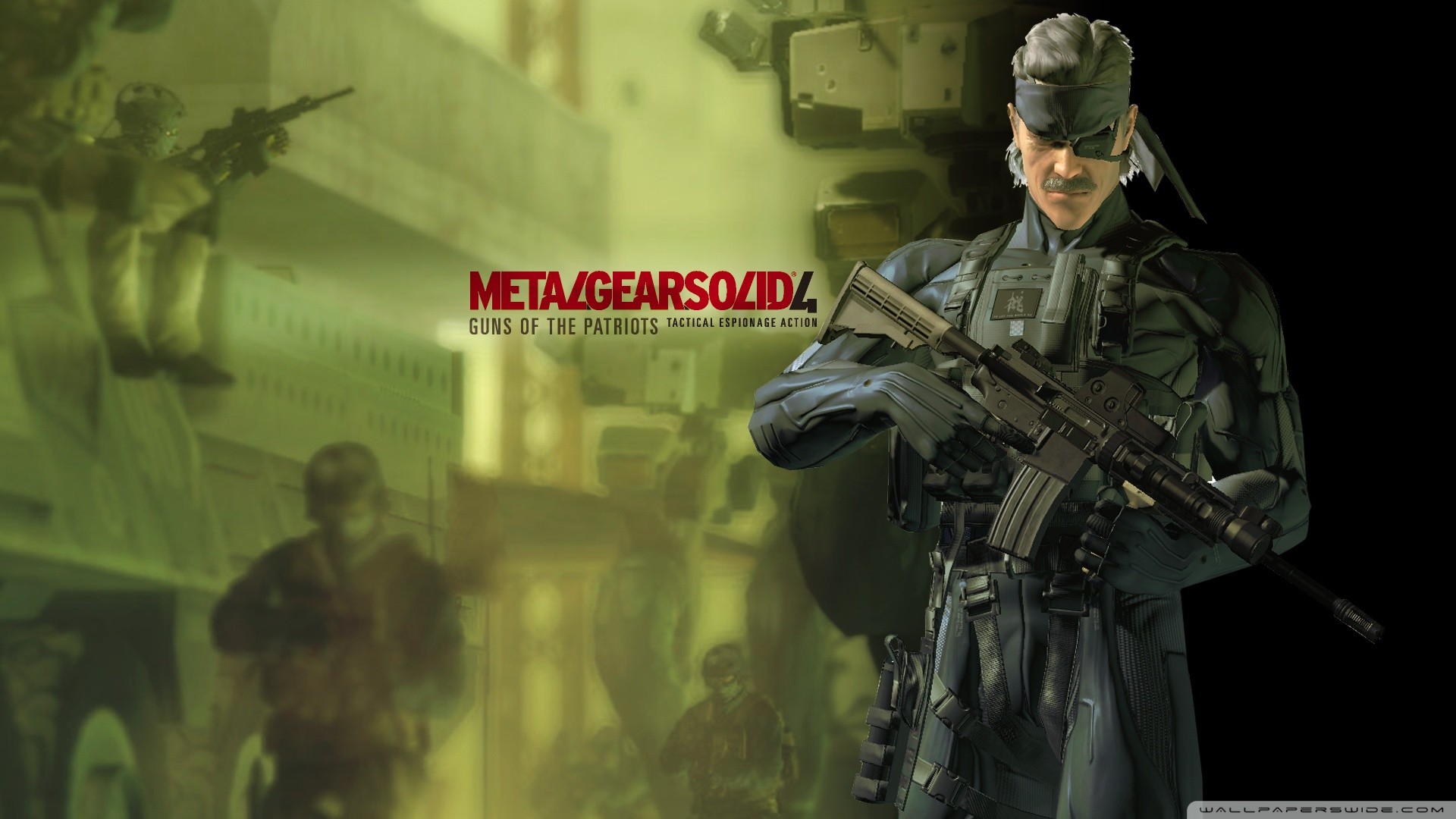 Old Snake, Metal Gear Solid 4: Guns of the Patriots, Logo, Fucile, sfondo Full HD per computer