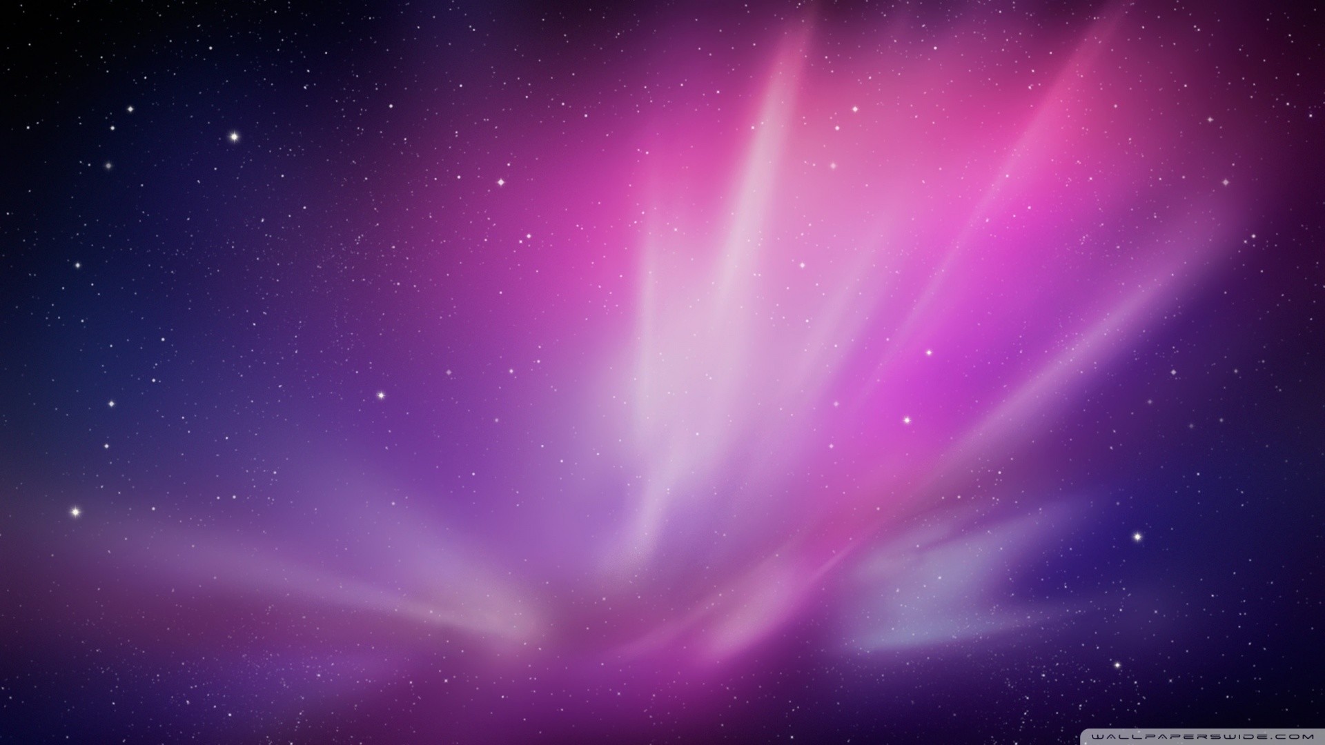 Mac OS X Snow Leopard, Aurora, Spazio, Stelle, Viola, 1920x1080, immagine di sfondo