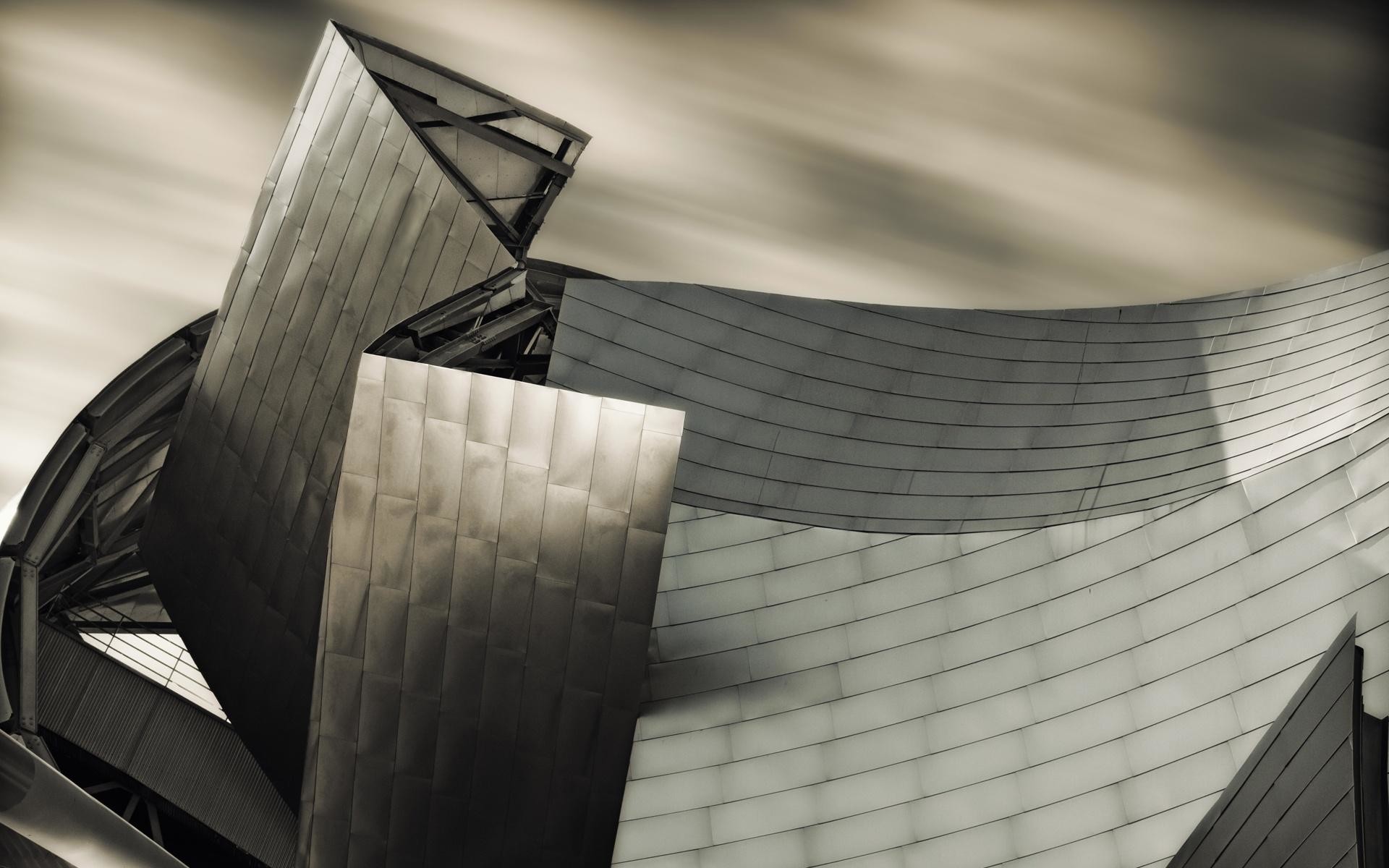 Frank Gehry, Decostruttivismo, Acciaio, Bianco e nero, Full HD, wallpaper per computer