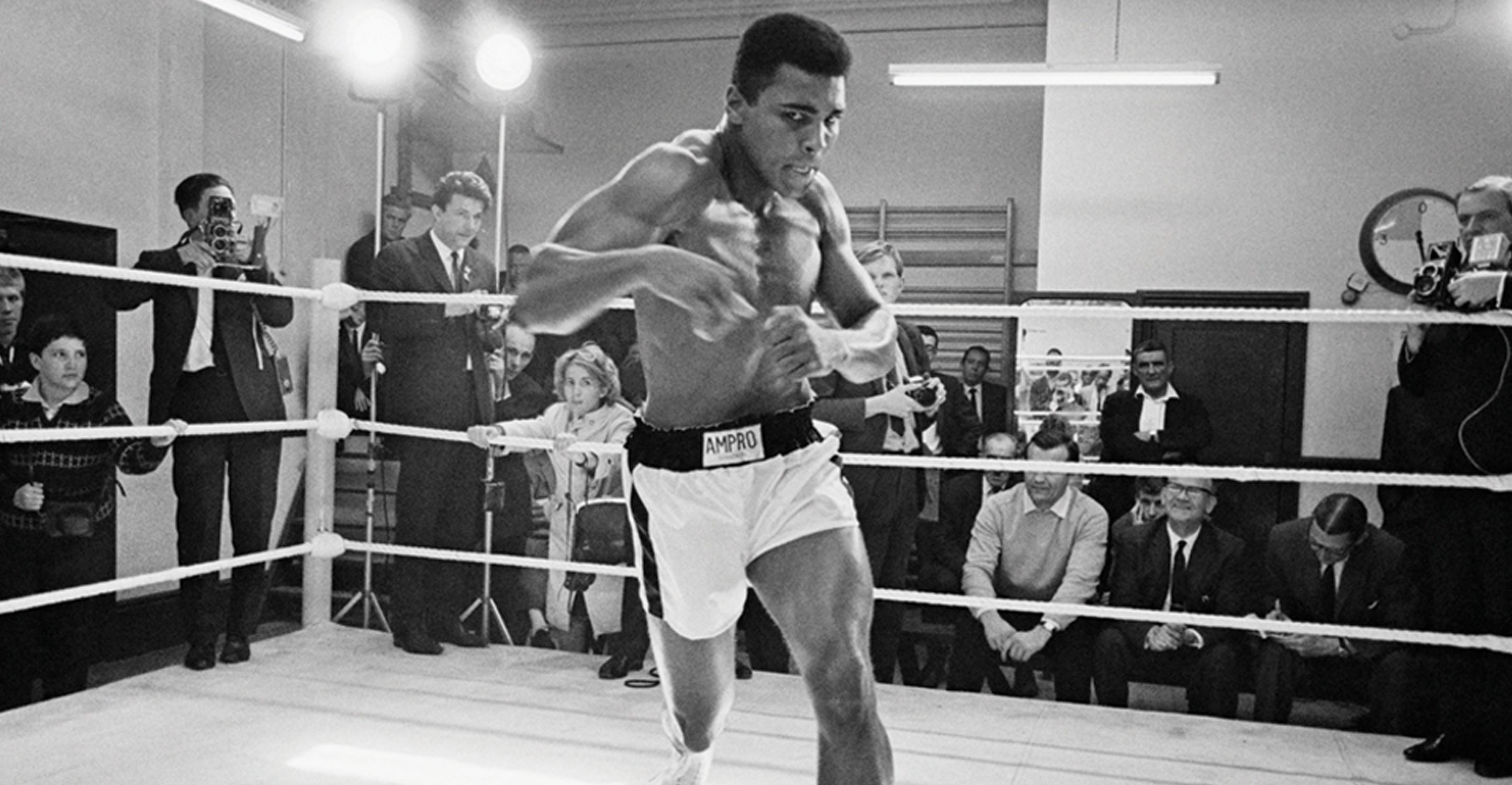 Muhammad Ali, Ring, Allenamento, Bianco e nero, 2K, sfondo desktop