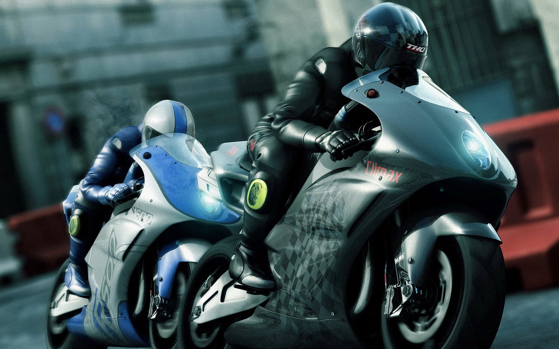 Superbike, Motociclisti, Rendering, Velocità, 16:10 Full HD, sfondo widescreen