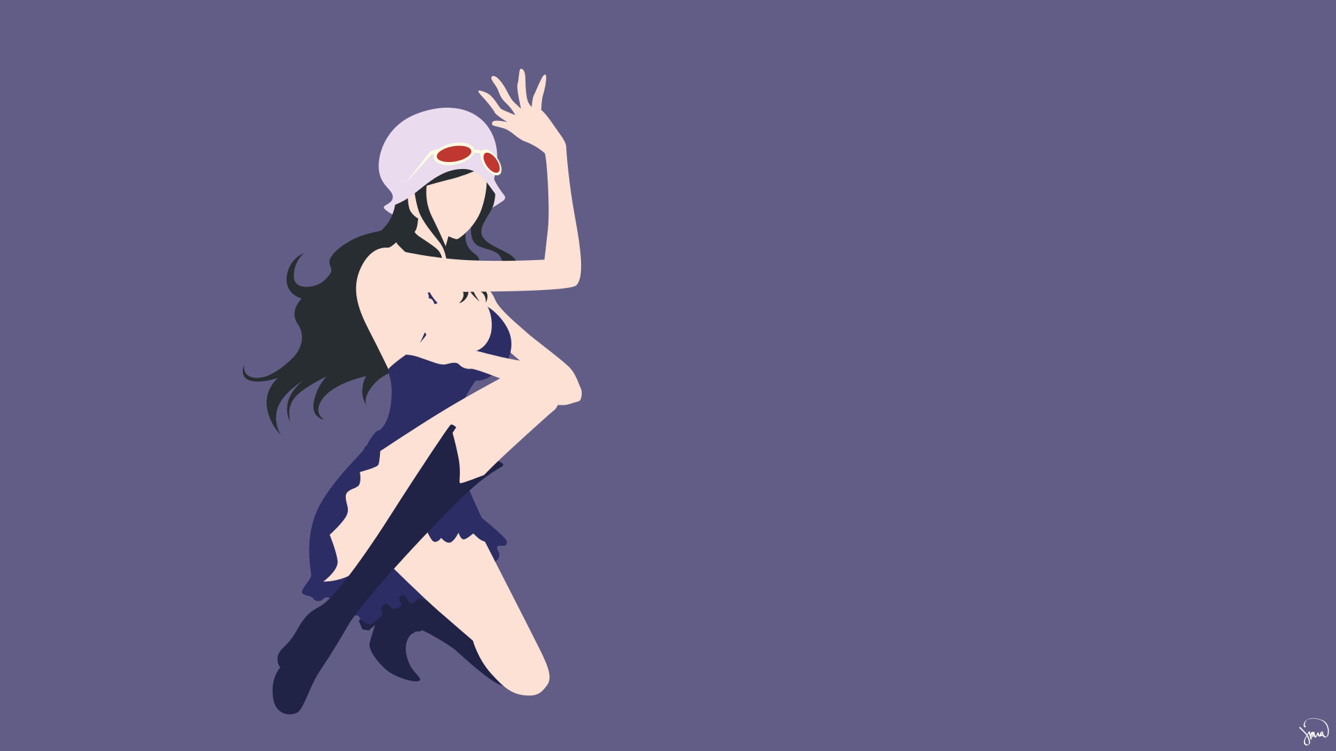 Nico Robin, One Piece, Minimalismo, Sfondo viola, Full HD, wallpaper per portatile